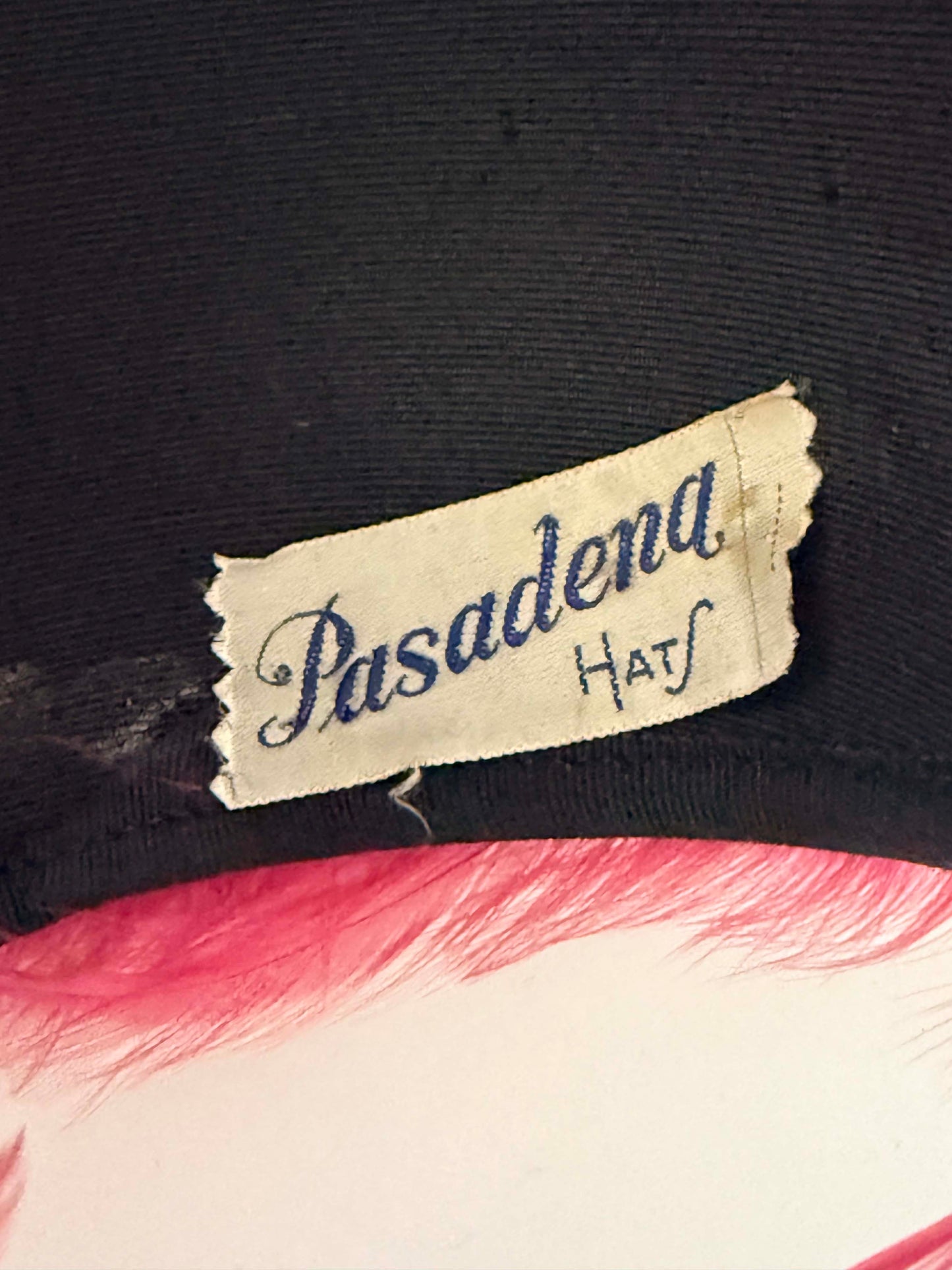 Vintage Pasadena Hats Pink Feather Fascinator | 1950s Cocktail Hat | Fuchsia Feather Half Hat | Mid Century Millinery | Statement Occasion Headpiece