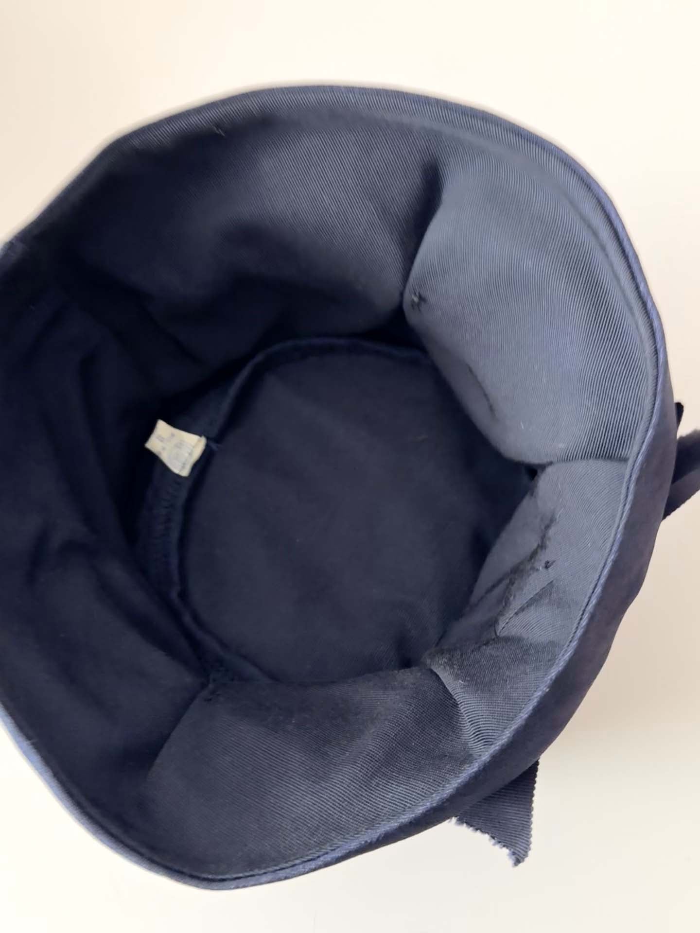 Vintage Navy Blue Bucket Hat | 1960s Mod Hat | Satin Cloche Style Hat | Navy Bow Hat | Elegant Church Hat | Jackie O Inspired Vintage Millinery