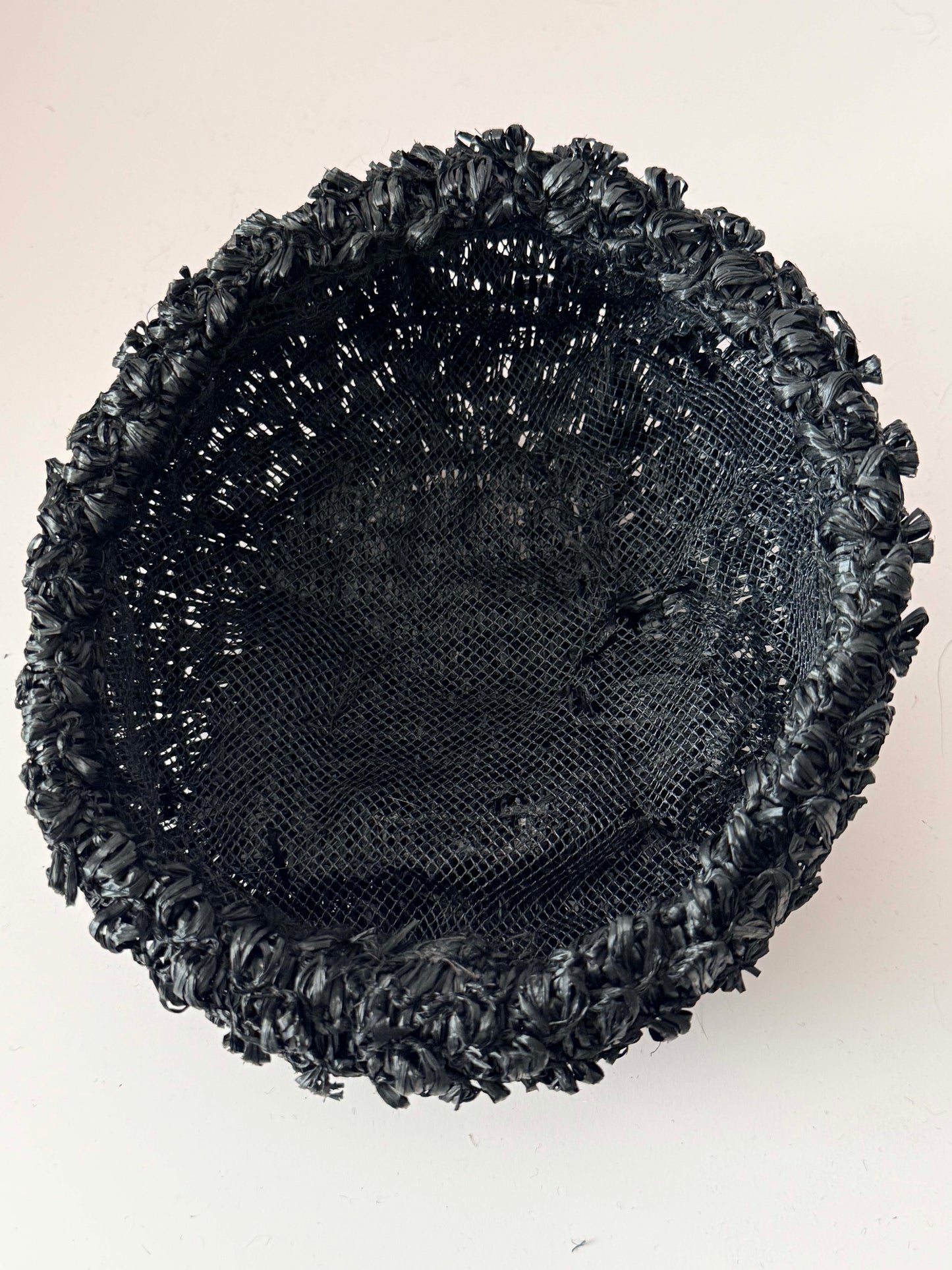 Vintage Black Raffia Pillbox Hat | 1960s Textured Straw Hat | Black Cocktail Hat | Mid Century Millinery | Jackie O Style Hat