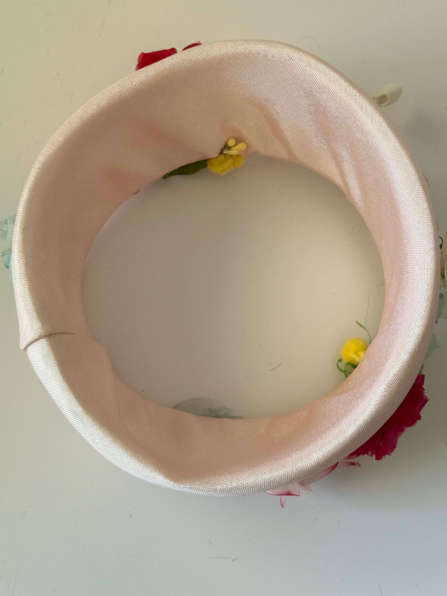 Vintage Floral Halo Hat | 1960s Pink Garden Party Hat | Pastel Flower Fascinator | Easter Hat | Tea Party Millinery | Wedding Guest Hat