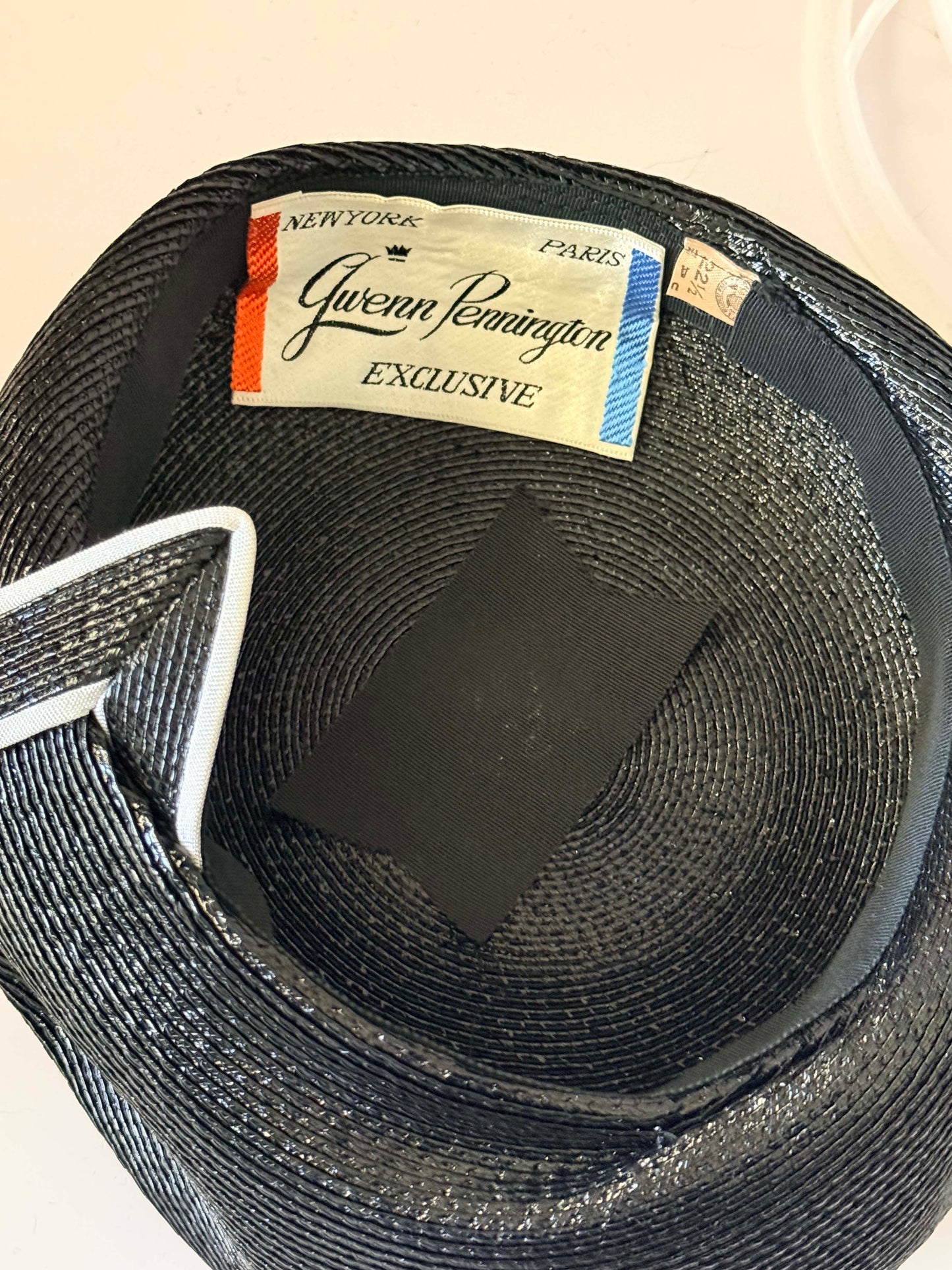 Vintage Gwenn Pennington Hat | Black Sculptural Straw Cocktail Hat | 1980s Designer Fascinator | Avant Garde Millinery