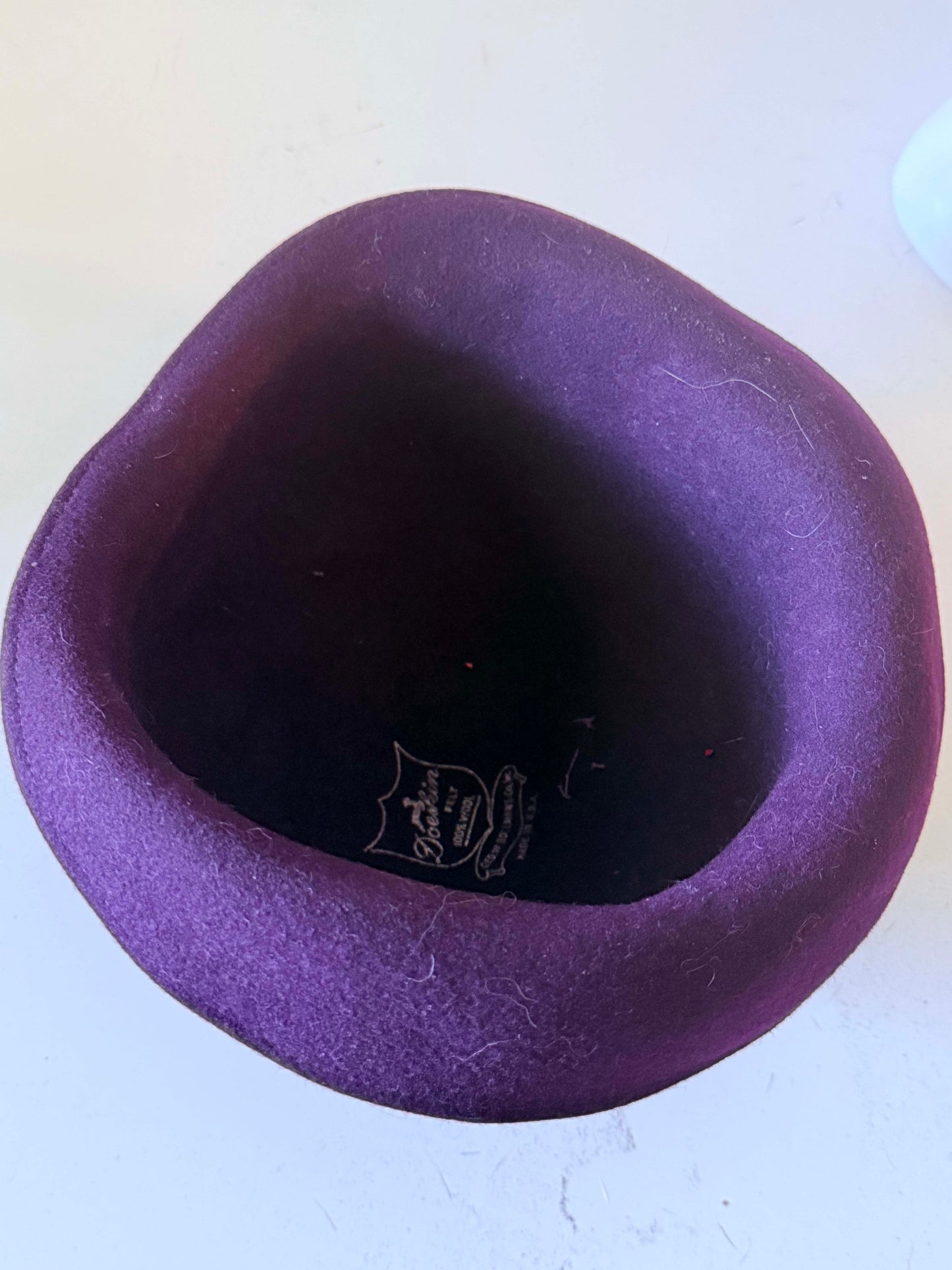 Vintage Purple Wool Felt Cloche Hat | Feather Trim Derby Hat | 1960s Mod Felt Hat | Plum Cocktail Hat | Mid Century Millinery