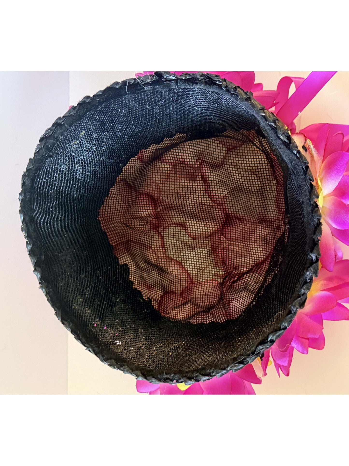 Vintage Floral Garden Party Hat | Hot Pink Flower Hat with Bird Accent | Statement Cocktail Hat | Novelty Spring Millinery