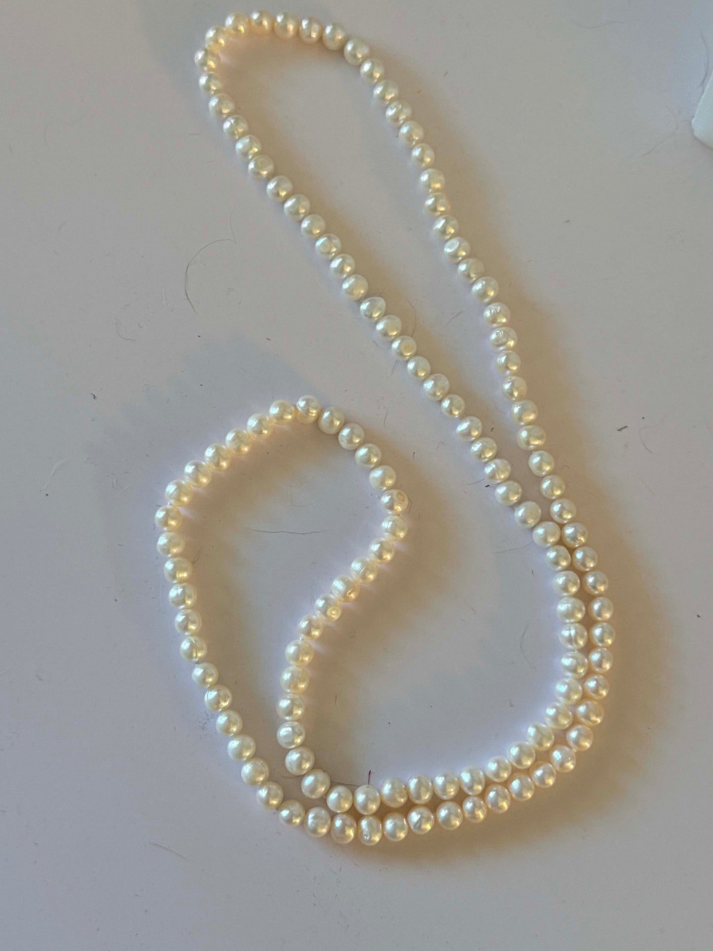 Vintage Cultured Pearl Necklace | Long White Pearl Strand | Genuine Cultured Pearls | Opera Length Necklace | Bridal Pearl Jewelry