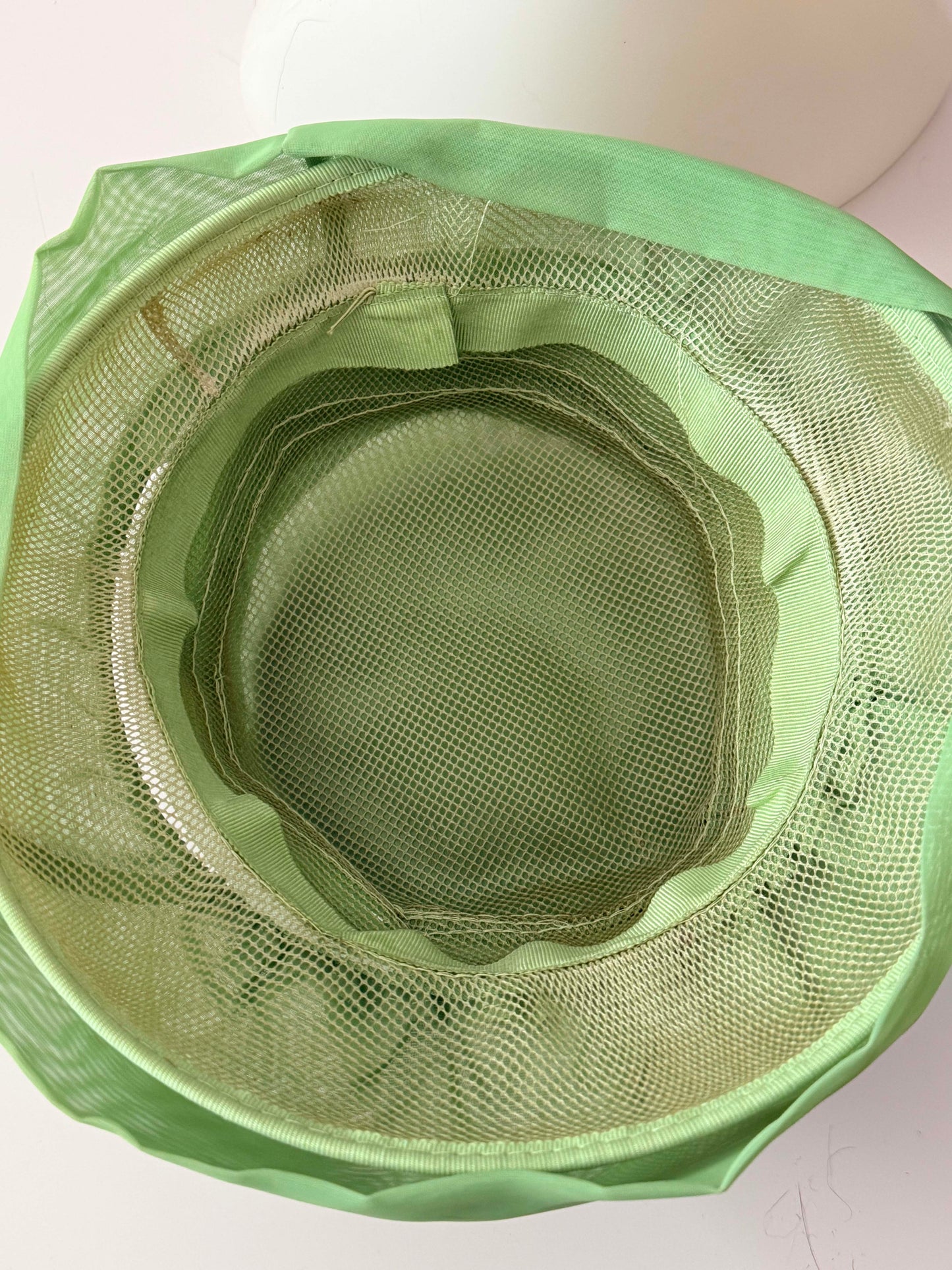 1960s Mint Lime Green Chiffon Hat – Vintage Sheer Mid Century Dress Hat