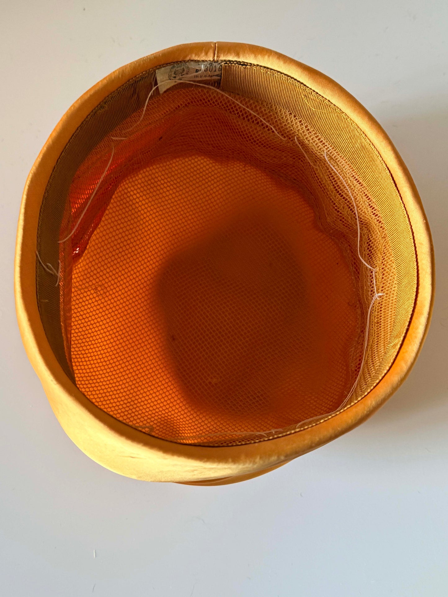 Vintage 1960s Orange Gold Satin Pillbox Hat, Draped Satin Cocktail Hat, Formal Wedding Hat, Church Hat, Mad Men Style, Classic Vintage Millinery