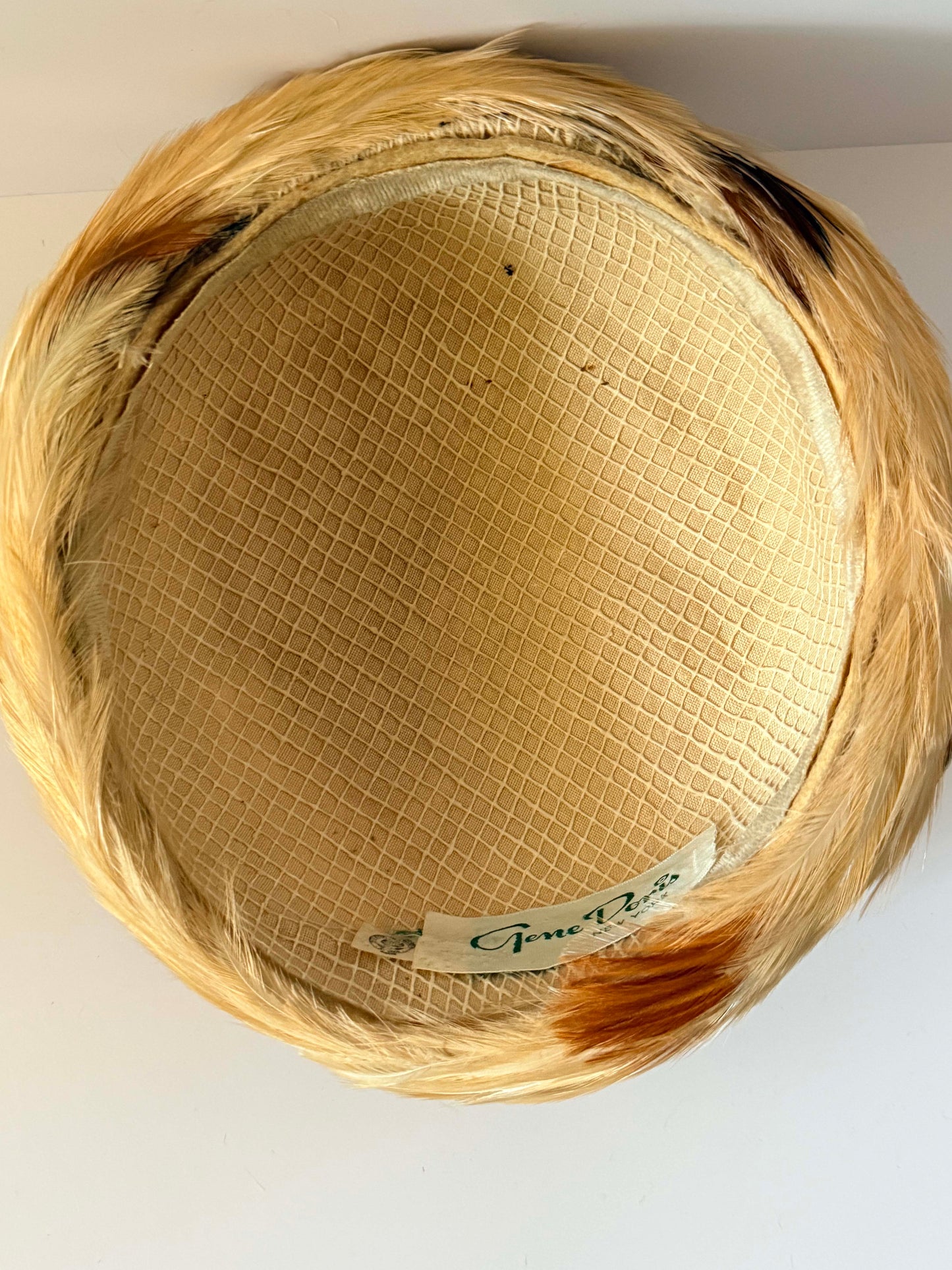 Vintage Feathered Bowler Hat Cream Feather Cocktail Hat Gene Doris Millinery Mid Century Women's Fascinator