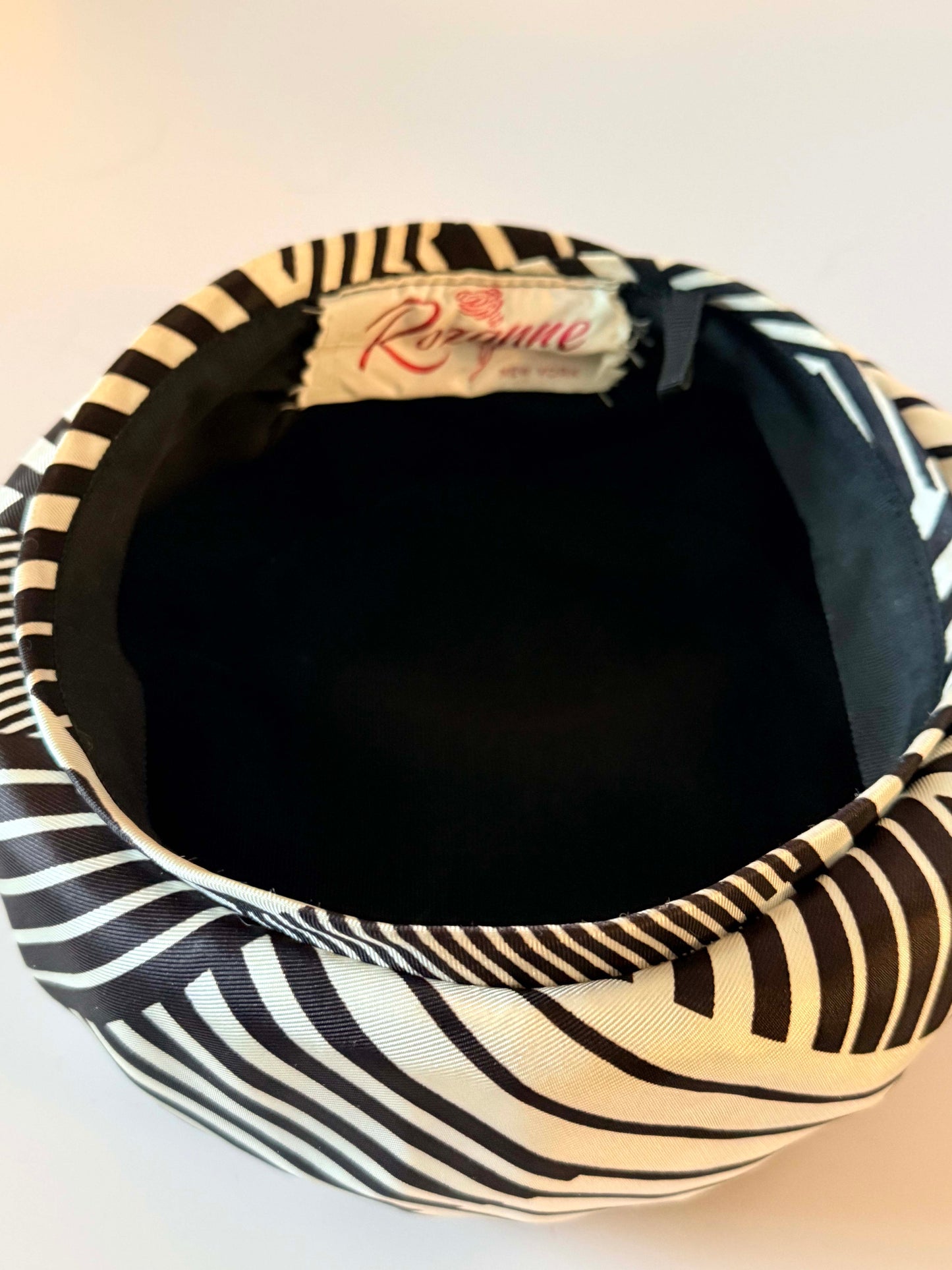 Vintage Rosyne Pillbox Hat, Brown Ivory Geometric Hat, Mod Hat, Abstract Stripe Hat, Women's Vintage Pillbox, Designer Hat