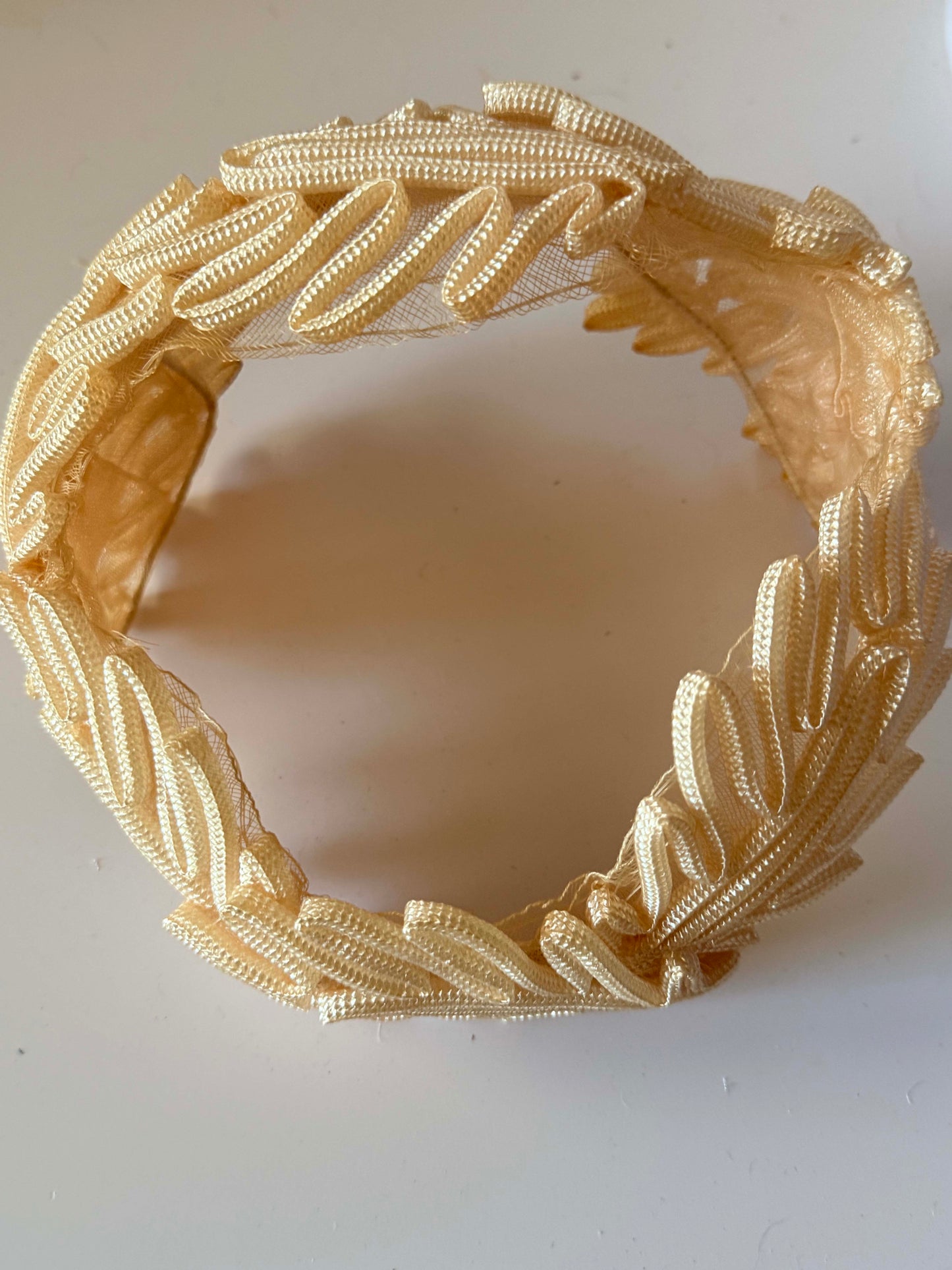 Vintage Ivory Soutache Halo Headpiece Veil Ready Bridal Crown Abraham & Straus Swiss Wedding Hat 1950s 1960s Fascinator