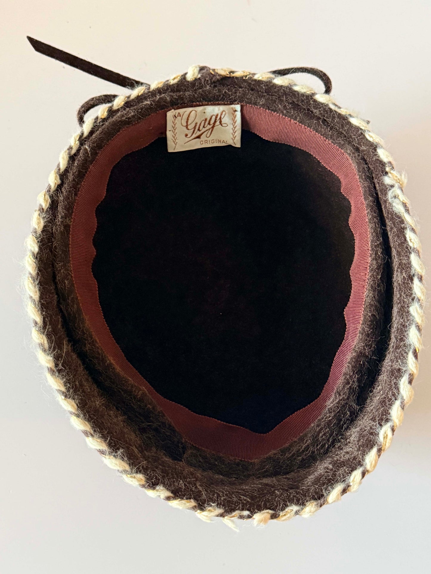 Vintage Gage Original Brown Cloche Hat, Brown Wool Felt Hat, Designer Hat, 1960s Winter Hat, Women's Vintage Millinery