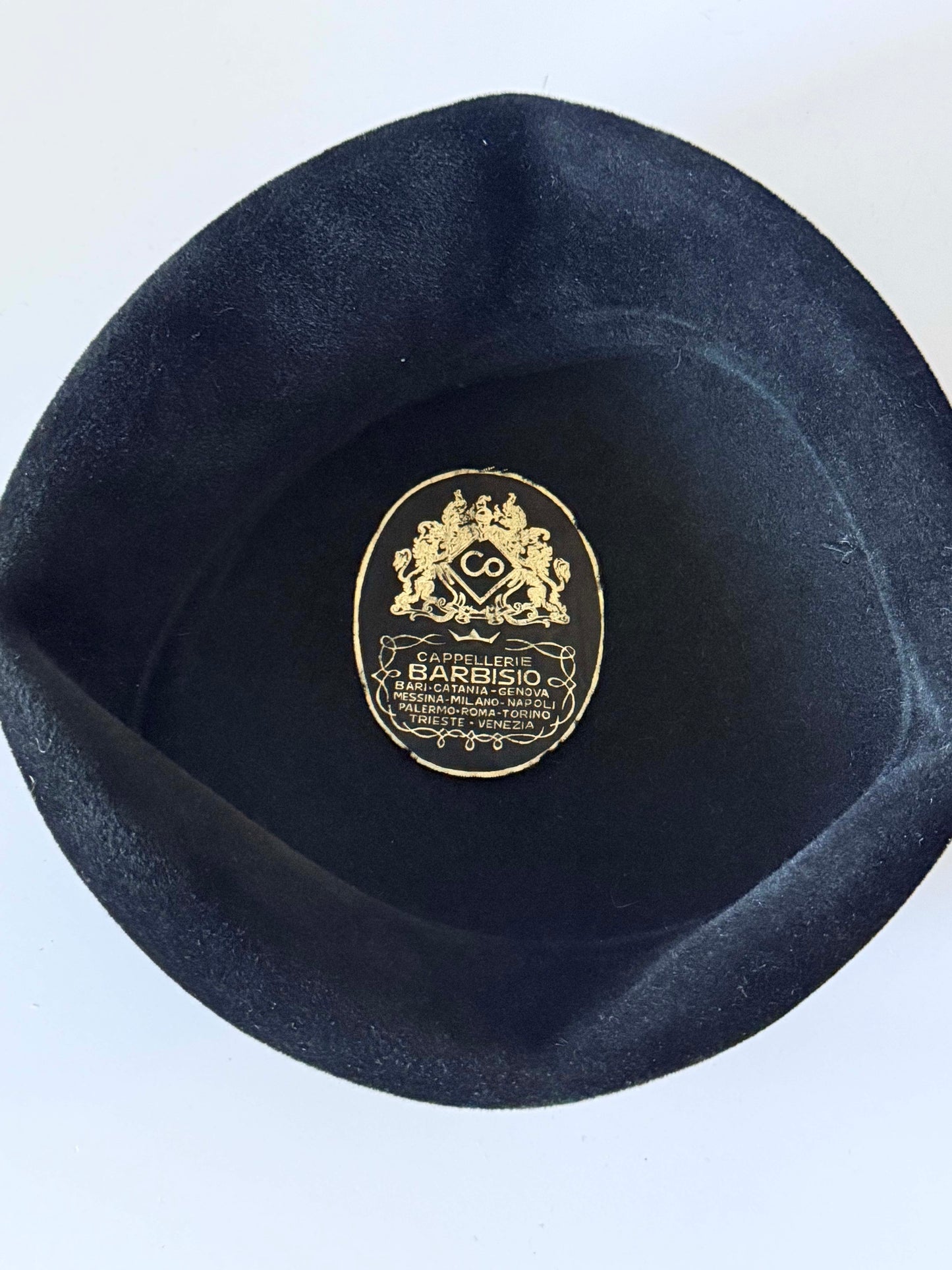 Vintage 1950s Barbisio Black Tam Hat, Italian Fur Felt Hat, Mid Century Cocktail Hat, Women's Designer Vintage Hat