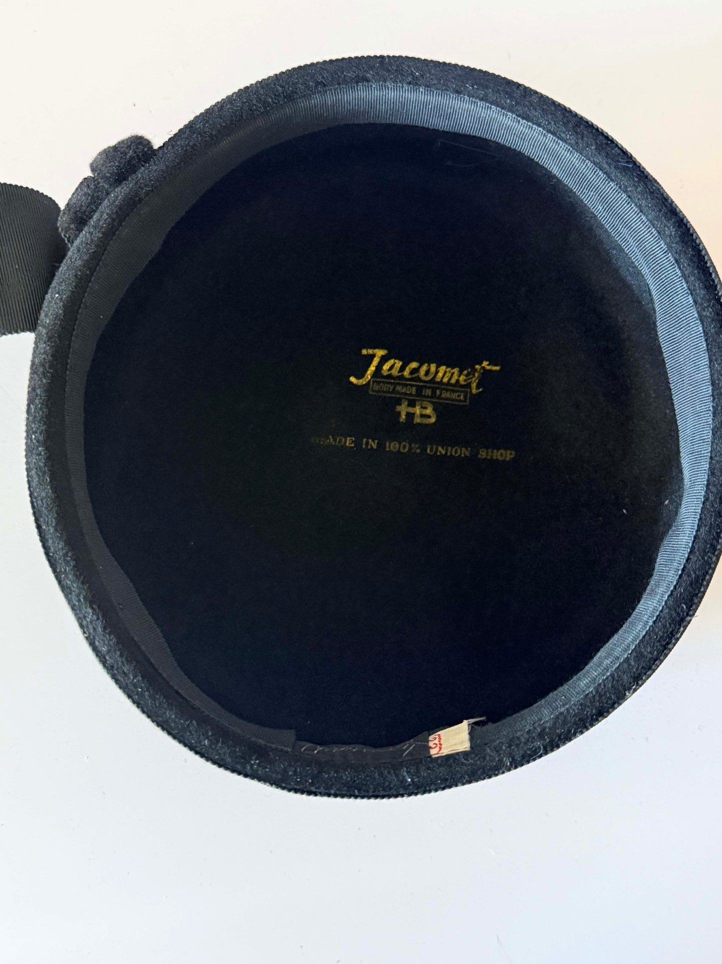 Jacomet Black Velvet Pillbox Hat | Vintage French Designer Hat | Made in France Cocktail Hat | Classic Millinery