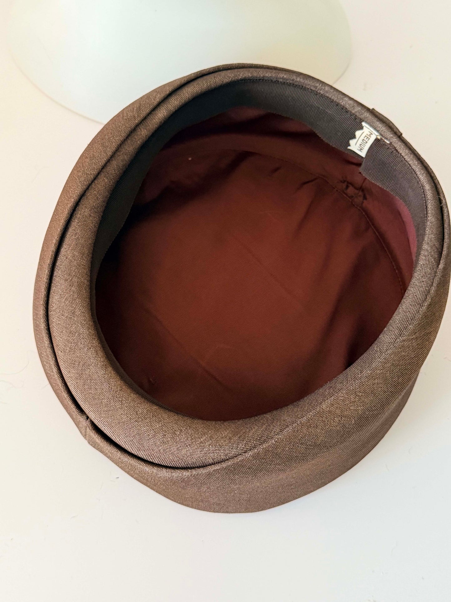Vintage Brown Pillbox Hat – 1950s 1960s Structured Mid Century Hat – Classic Minimalist Cocktail Hat