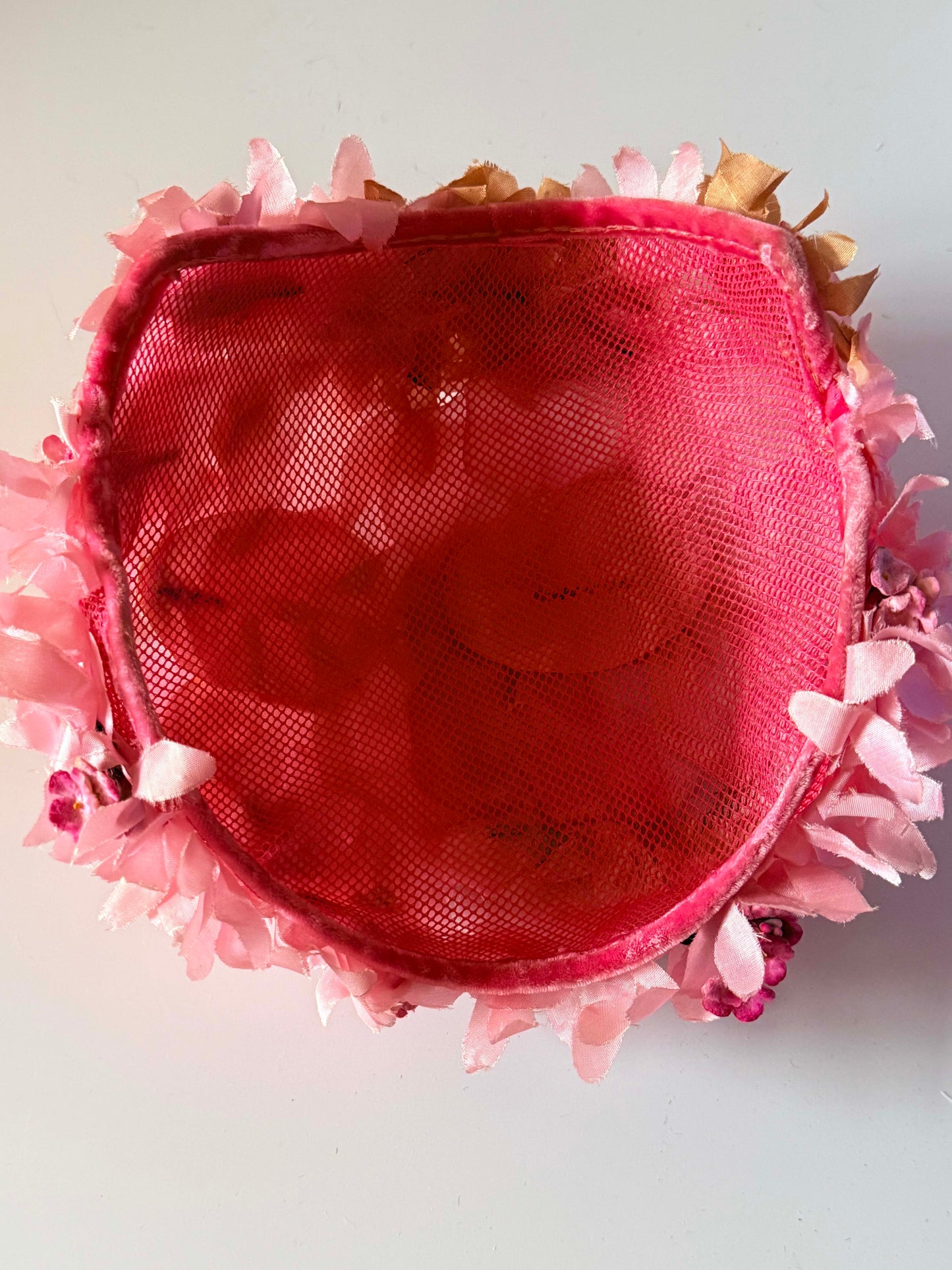 Vintage Pink Floral Half Hat | 1950s Pink Blossom Halo Hat | Wedding Hat | Garden Party Headpiece | Vintage Millinery