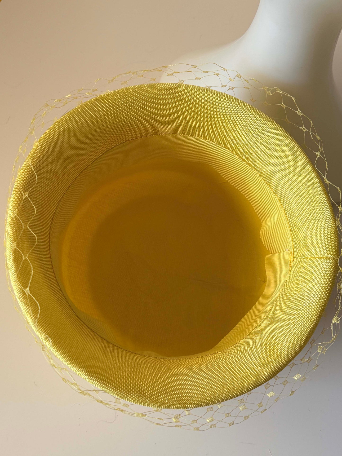 1960s Yellow Straw Bucket Hat Veil Hat Mod Cloche Hat Wedding Guest Hat
