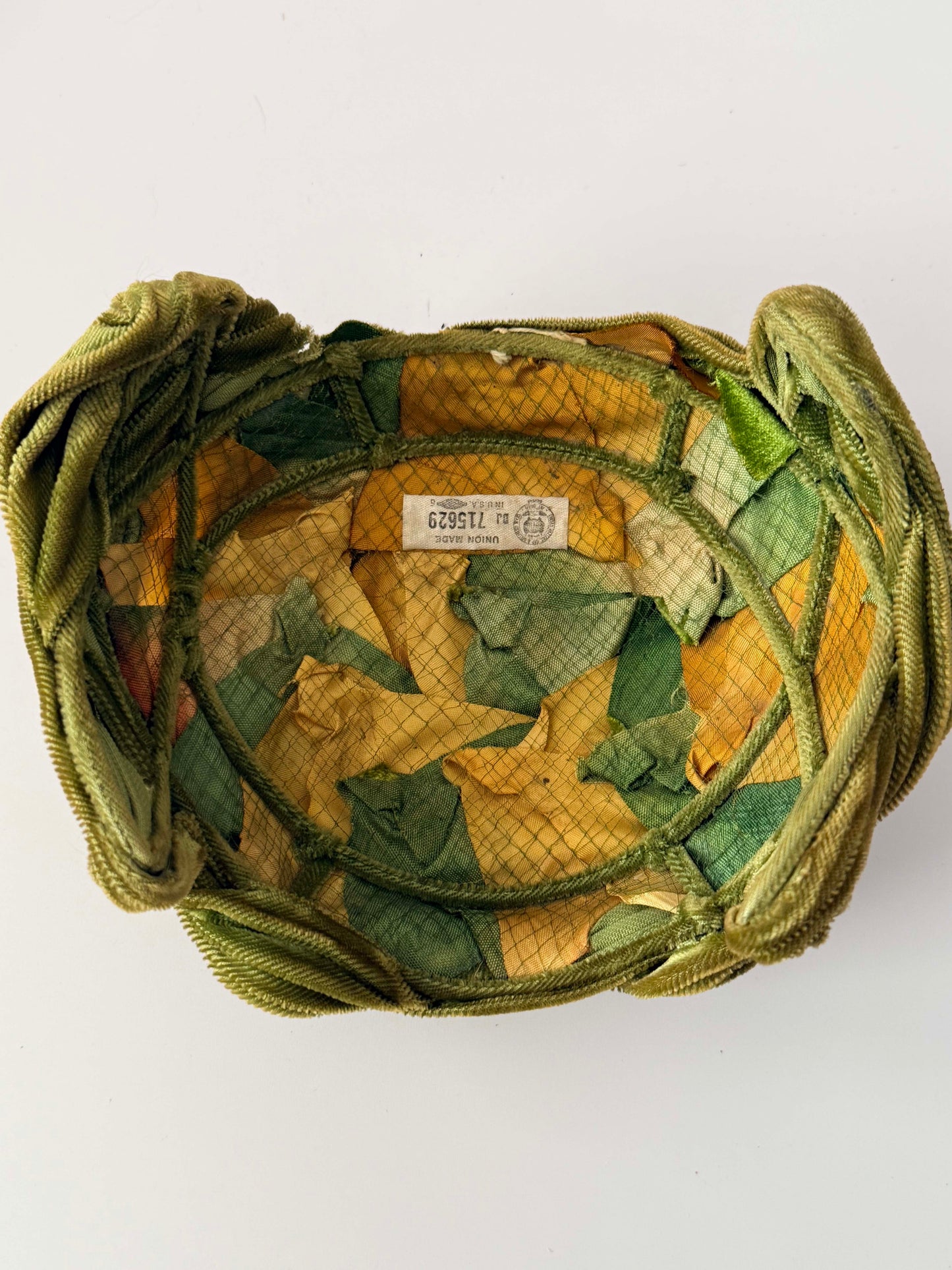 Vintage 1950s Green Velvet Leaf Hat | Satin Foliage Cocktail Hat | Sculptural Mid Century Millinery