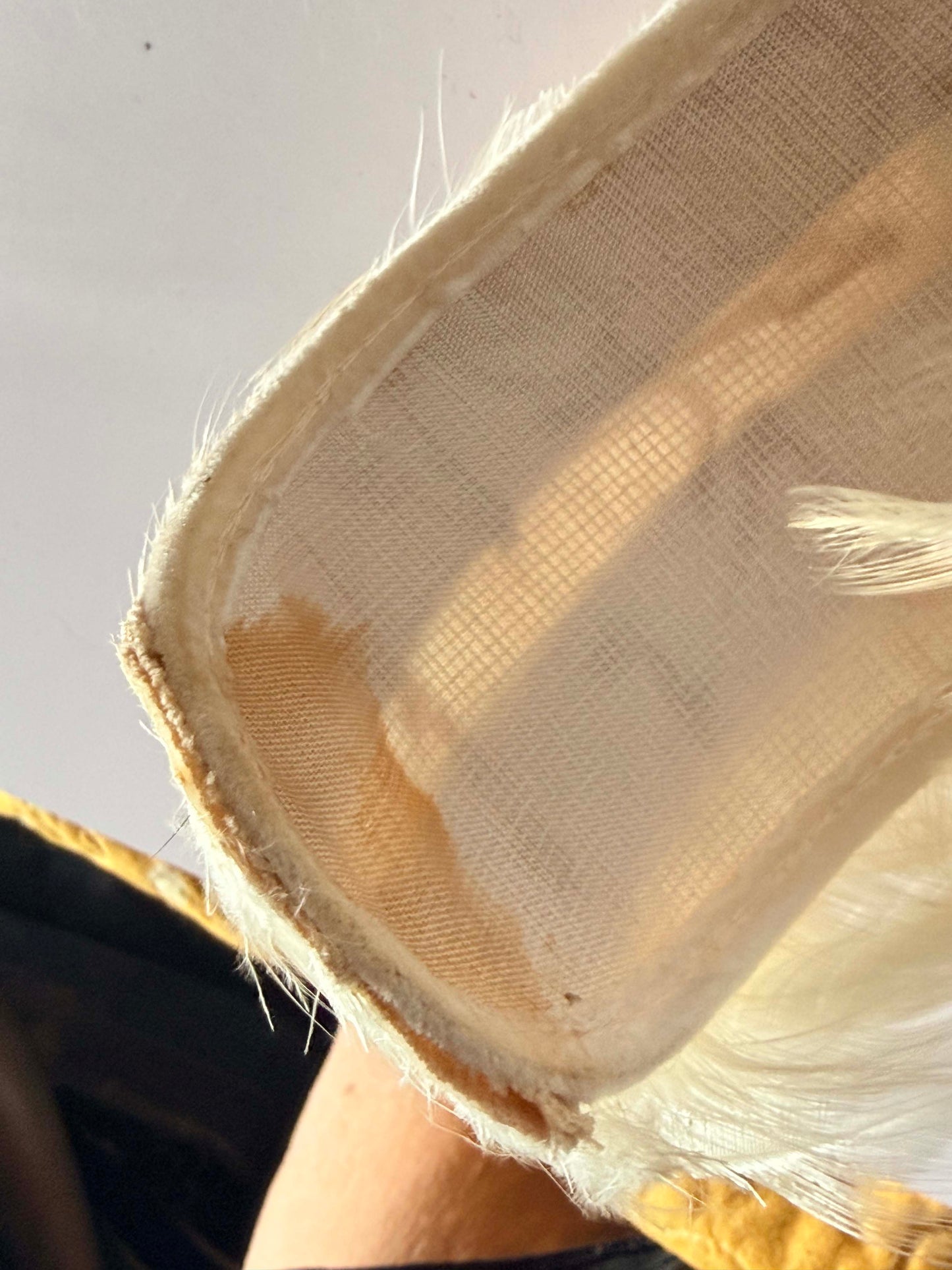 Vintage 1950s Ivory Feather Half Hat Cream Feather Cocktail Cap Bridal Wedding Millinery