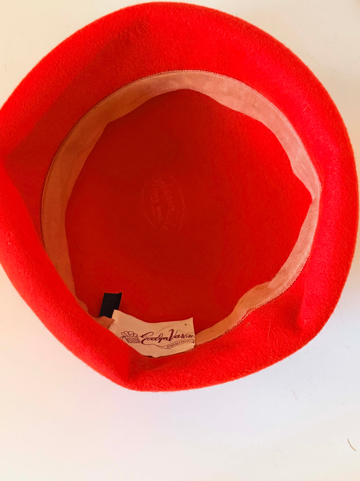 Vintage 1960s Evelyn Varon Red Hat | Mod Sculpted Wool Felt Brim Hat | Mid Century Women's Hat