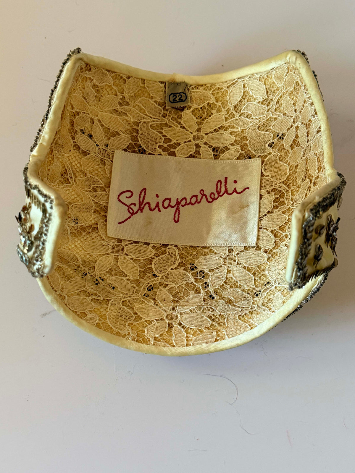 Vintage Schiaparelli Hat 1950s | Ivory Beaded Sequin Half Hat | Designer Cocktail Hat