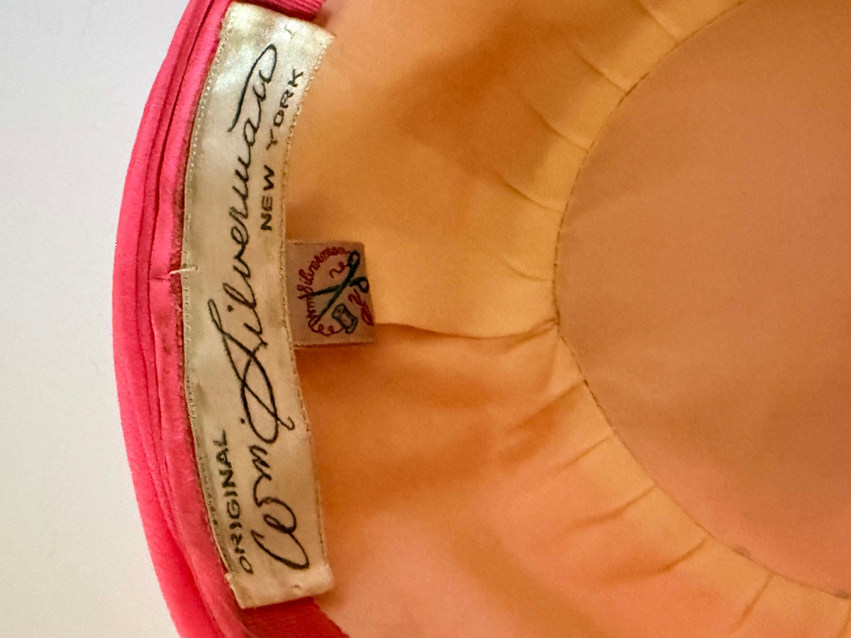 Vintage WM Silverman New York Hat | Pink Ruched Floral Cocktail Hat | 1960s Designer Millinery