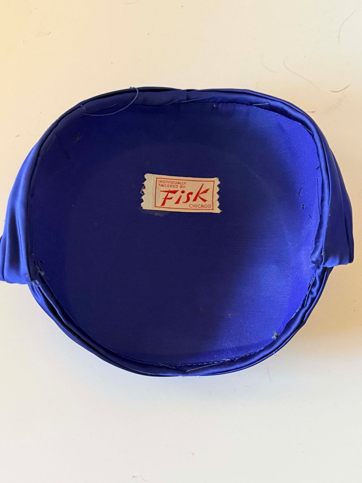 Vintage 1950s Fisk Chicago Royal Blue Satin Half Hat | Draped Cocktail Hat | Mid Century Evening Hat