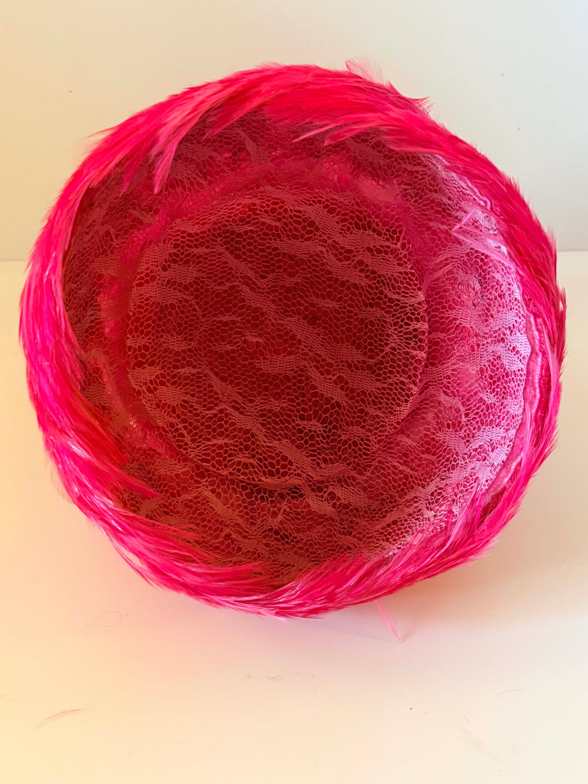 Vintage 1950s Hot Pink Feather Turban Hat Fuchsia Statement Cocktail Hat Mid Century Women's Millinery