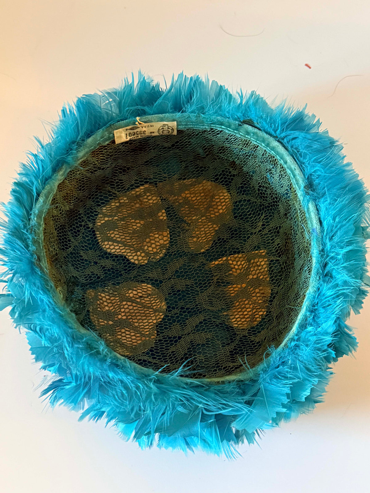 Vintage 1960s Turquoise Feather Cloche Hat | Bright Blue Feather Cocktail Hat | Mid Century Women's Millinery