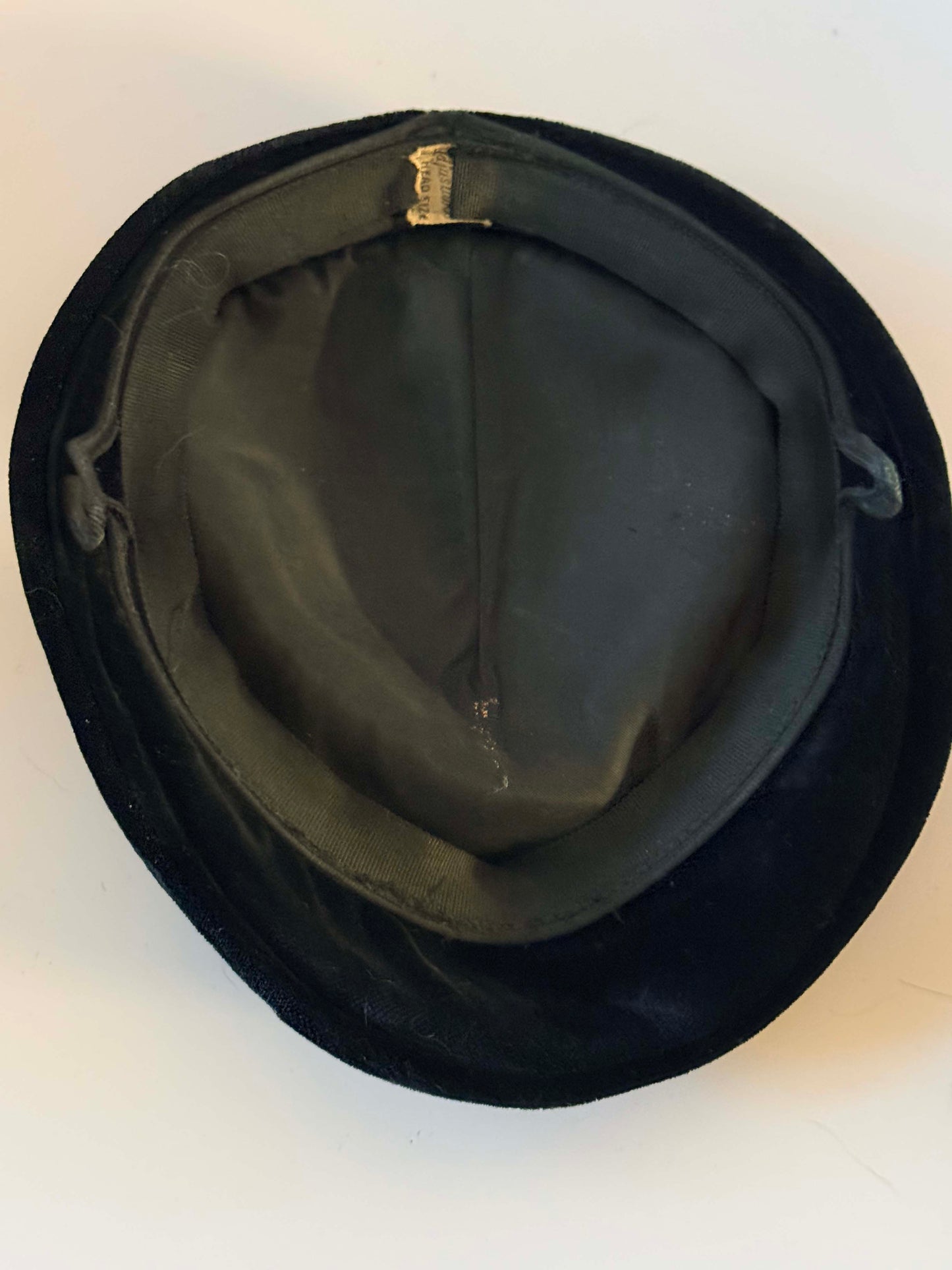 Vintage Black Velvet Pillbox Hat Minimalist Cocktail Hat Classic Mid Century 1950s 1960s Millinery