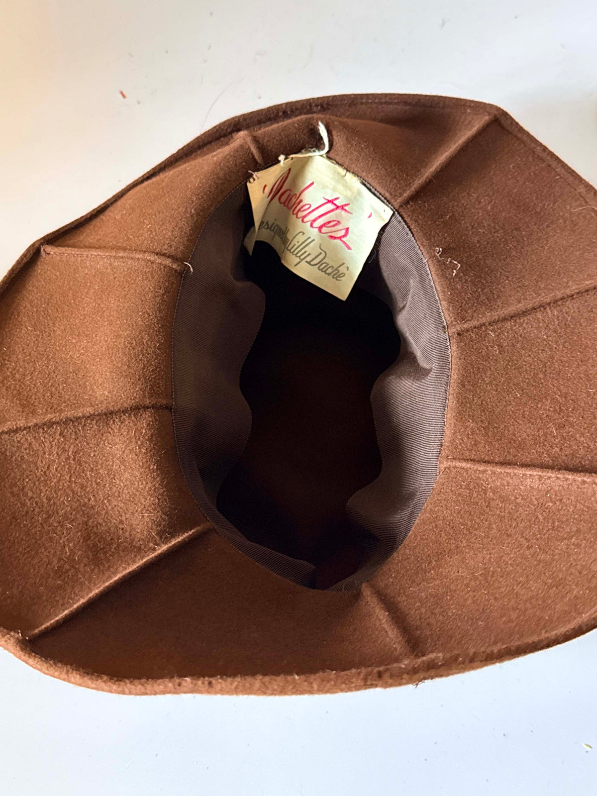 Vintage Lilly Daché Brown Velour Hat | 1960s Wide Brim Picture Hat | Spotted Fur Trim | Dachette's Designer Millinery