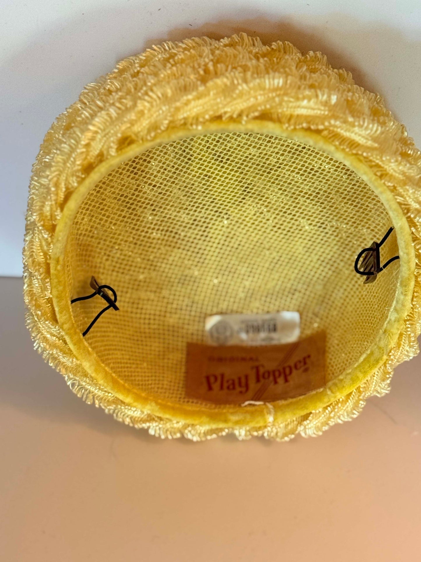 Vintage Yellow Play Topper Pillbox Hat | 1960s Textured Mod Fascinator | Retro Sunshine Cocktail Hat