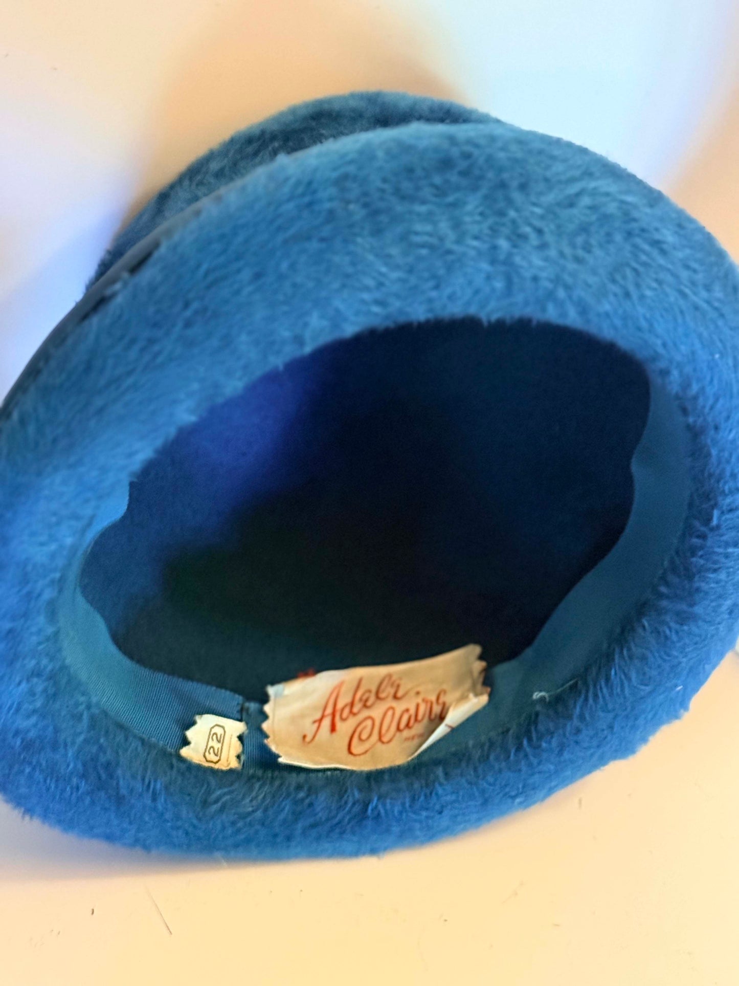 Vintage Adele Claire Sapphire Blue Faux Fur Cloche Hat | 1960s Mod Winter Cocktail Hat | Sculptural Mid Century Millinery