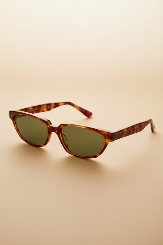 Rectangular Horn Rim Unisex Vintage Sunglass - Abbot