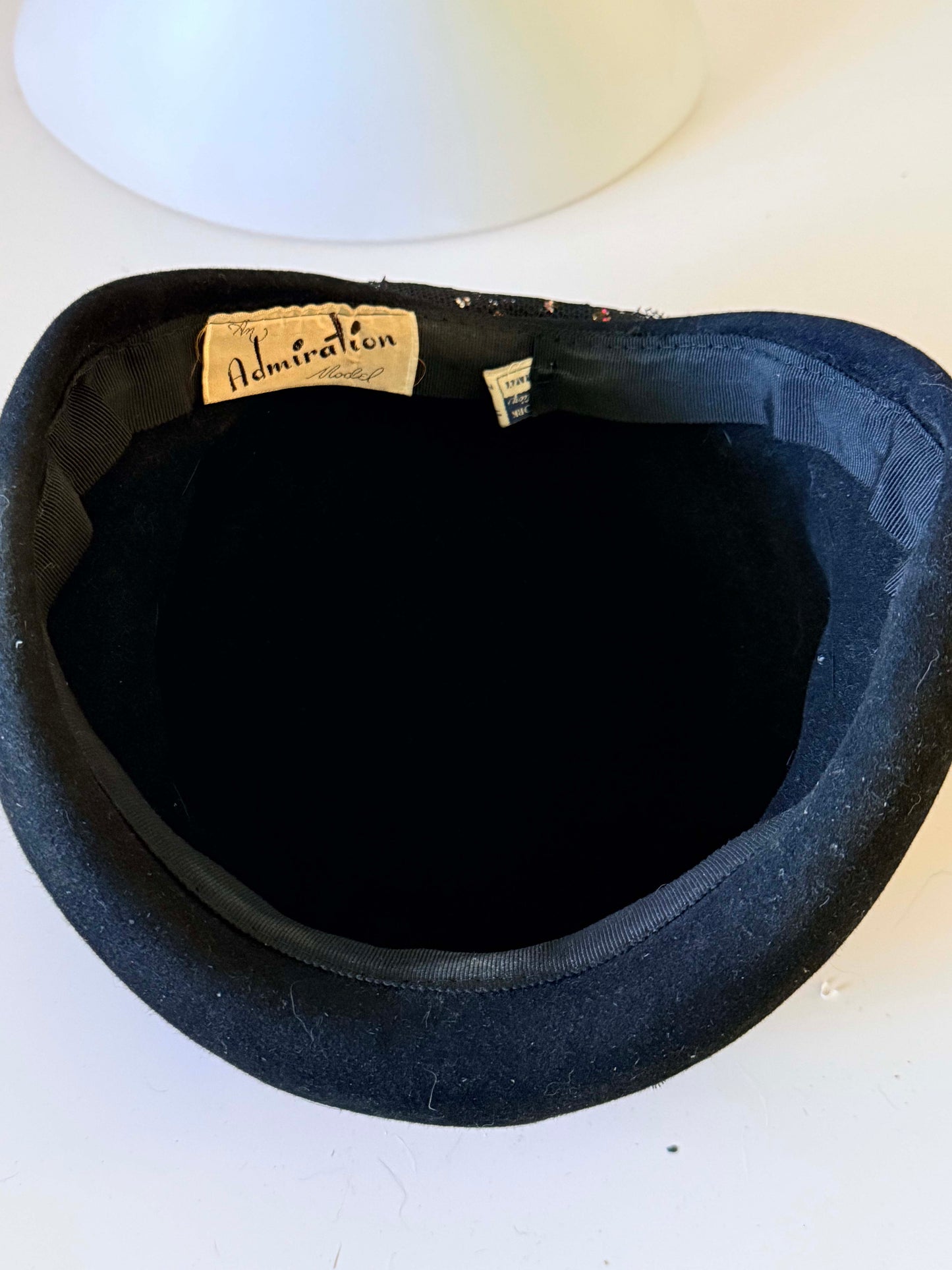 1960s Adolpho II Admiration - New York Paris - Black Felt  Vintage Hat with Metallic Gold Accented Band | Vintage Mod Hat