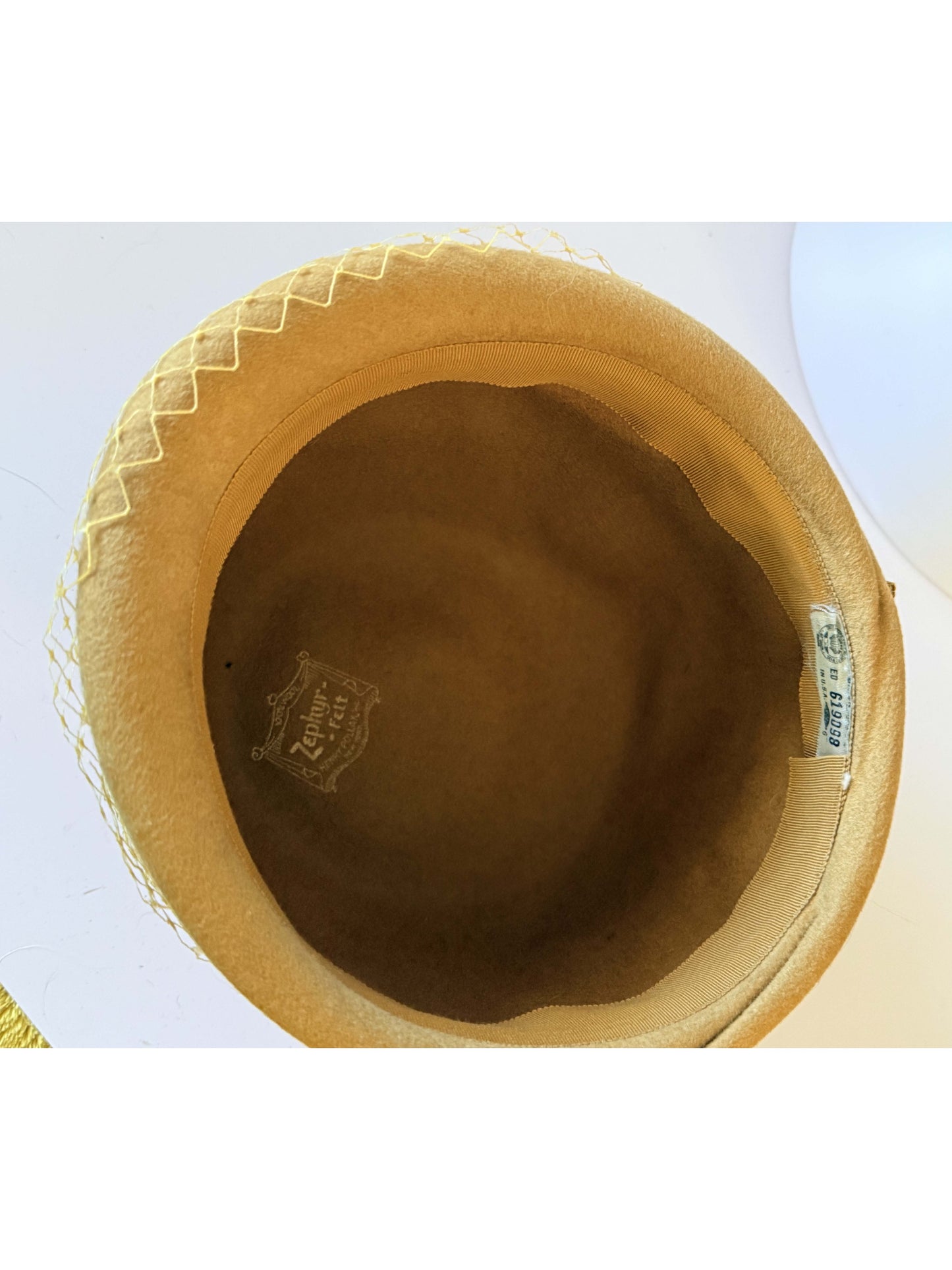 1960s Mustard Yellow Cloche Hat – Vintage Wool Felt Veiled Bow Dress Hat