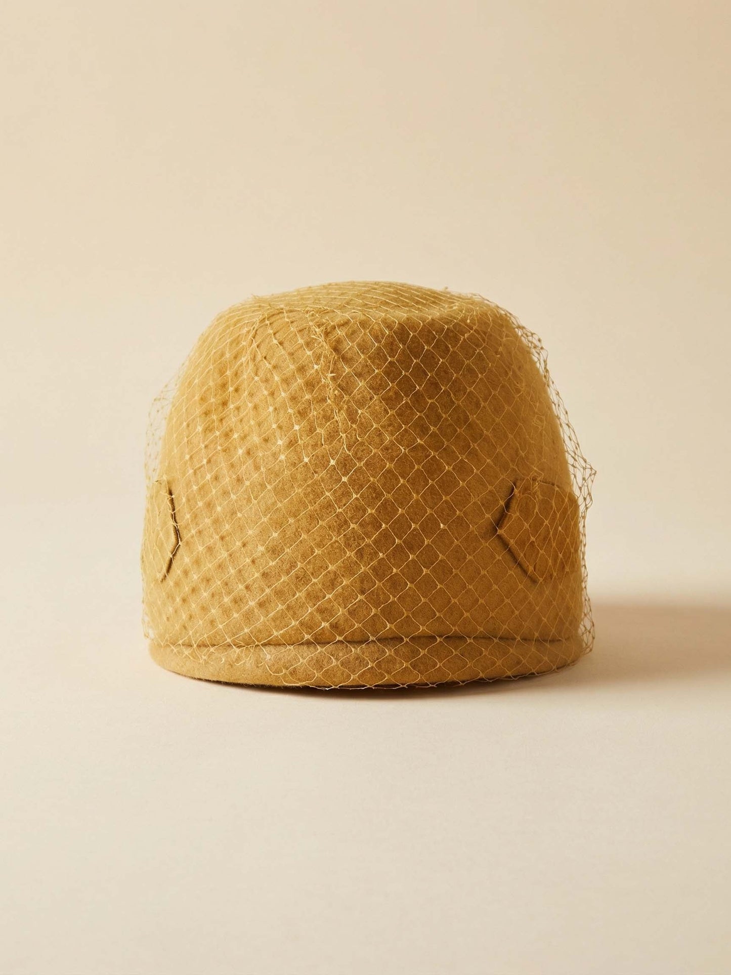 1960s Mustard Yellow Cloche Hat – Vintage Wool Felt Veiled Bow Dress Hat