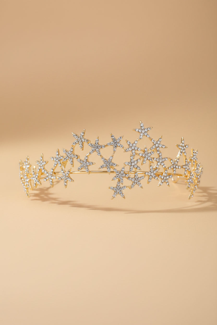 Crystal Star Tiara Crown Headband Hairpiece
