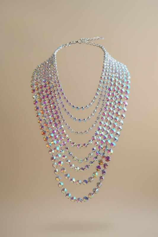 Showgirl Sparkly Crystal AB Glass Chain Necklace
