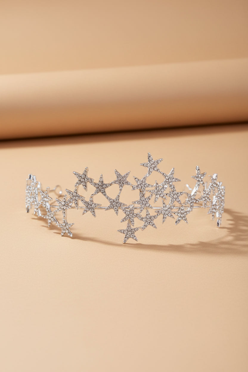 Crystal Star Tiara Crown Headband Hairpiece