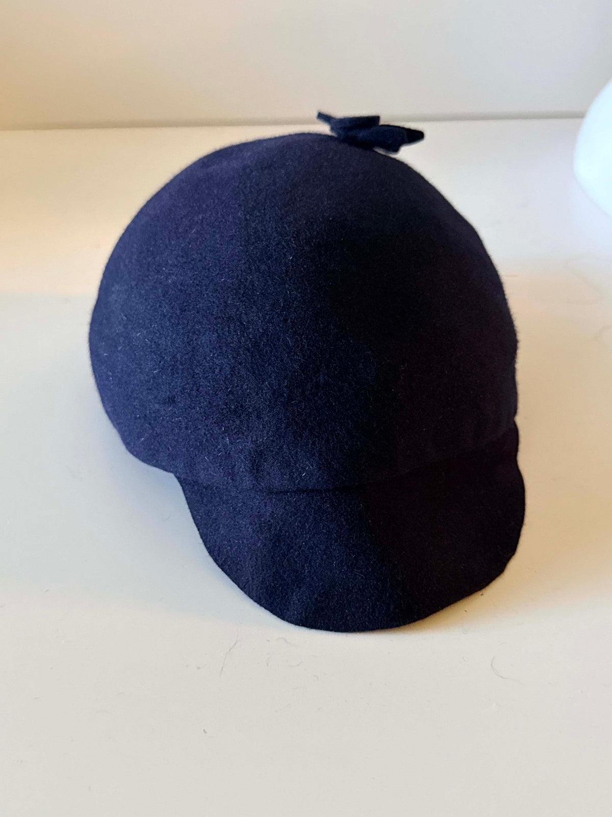 Vintage 1960s Keuser Lint Navy Blue Wool Felt Riding Cap Hat Equestrian Style Brimmed Cloche Retro Millinery