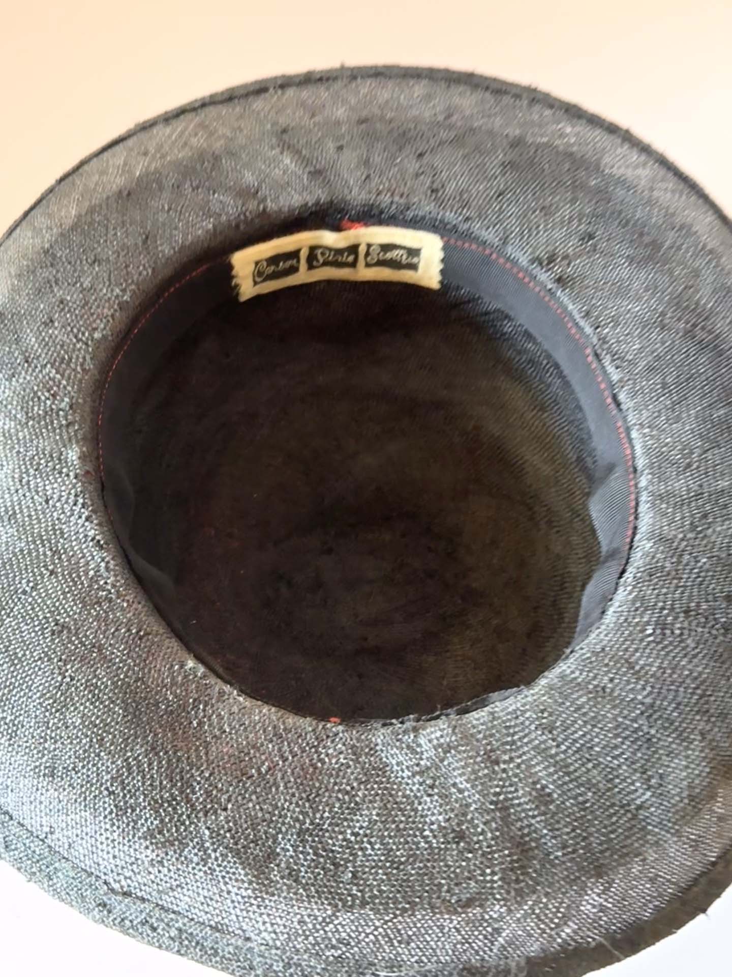 1950s Black Red Straw Hat | Paris New York Vintage Boater Hat | Black Ribbon Summer Millinery