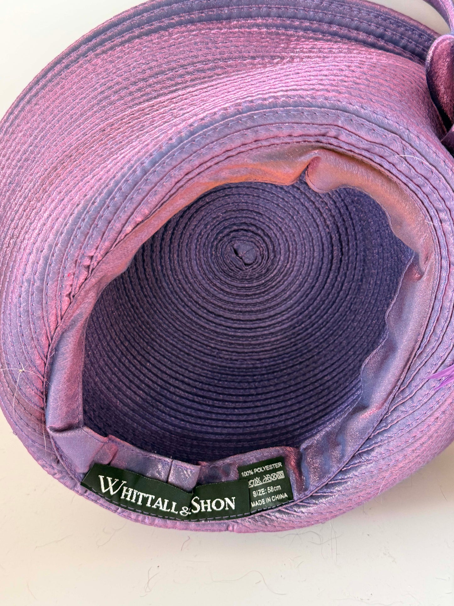 Vintage Purple Metallic Church Hat | Whittall & Shon Statement Derby Hat | Lavender Rhinestone Cocktail Hat | Sculptural Couture Millinery