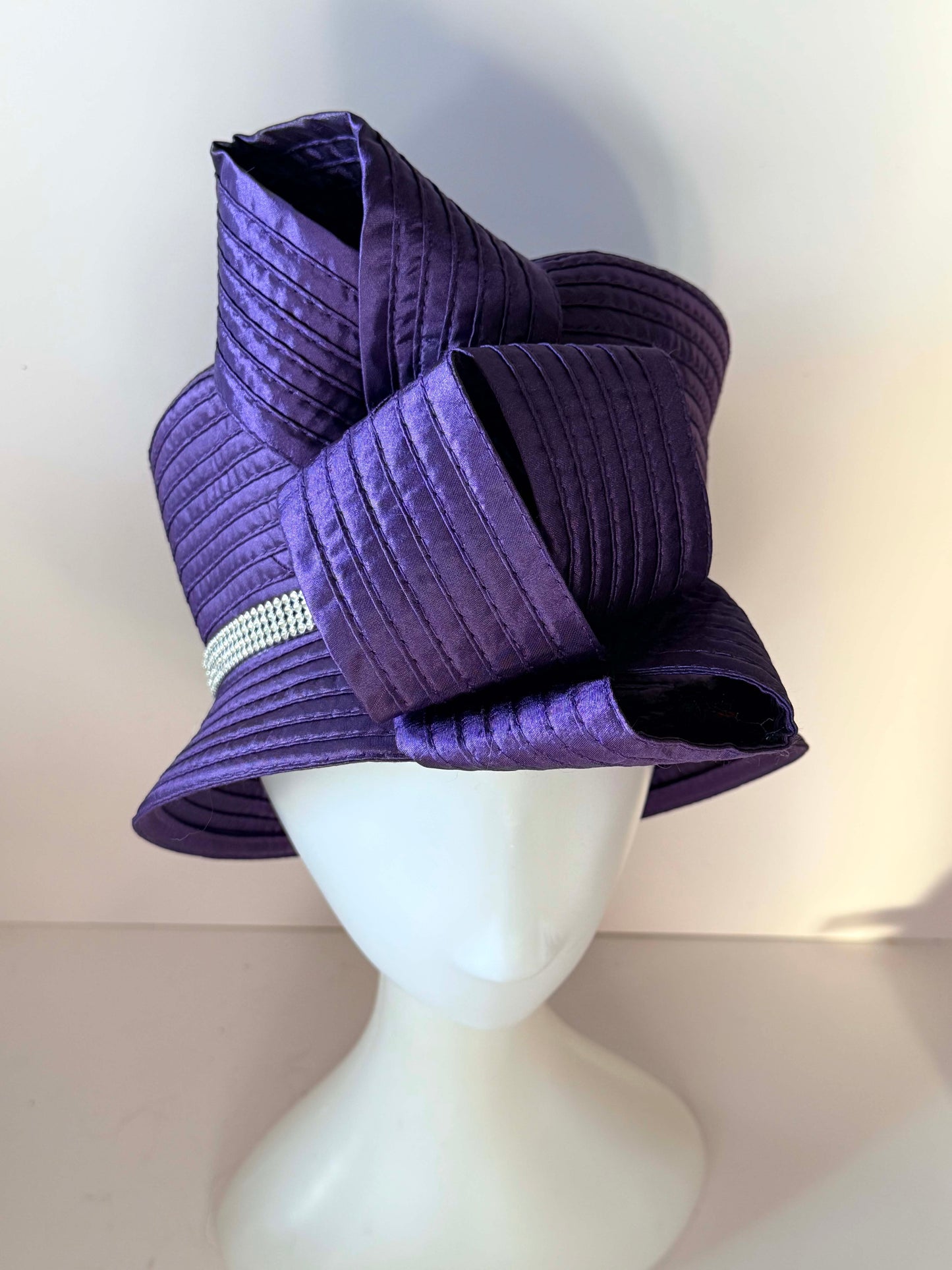 Vintage Purple Sculptural Church Hat | Sierra Millinery Couture Hat | Avant Garde Derby Hat | Architectural Statement Millinery