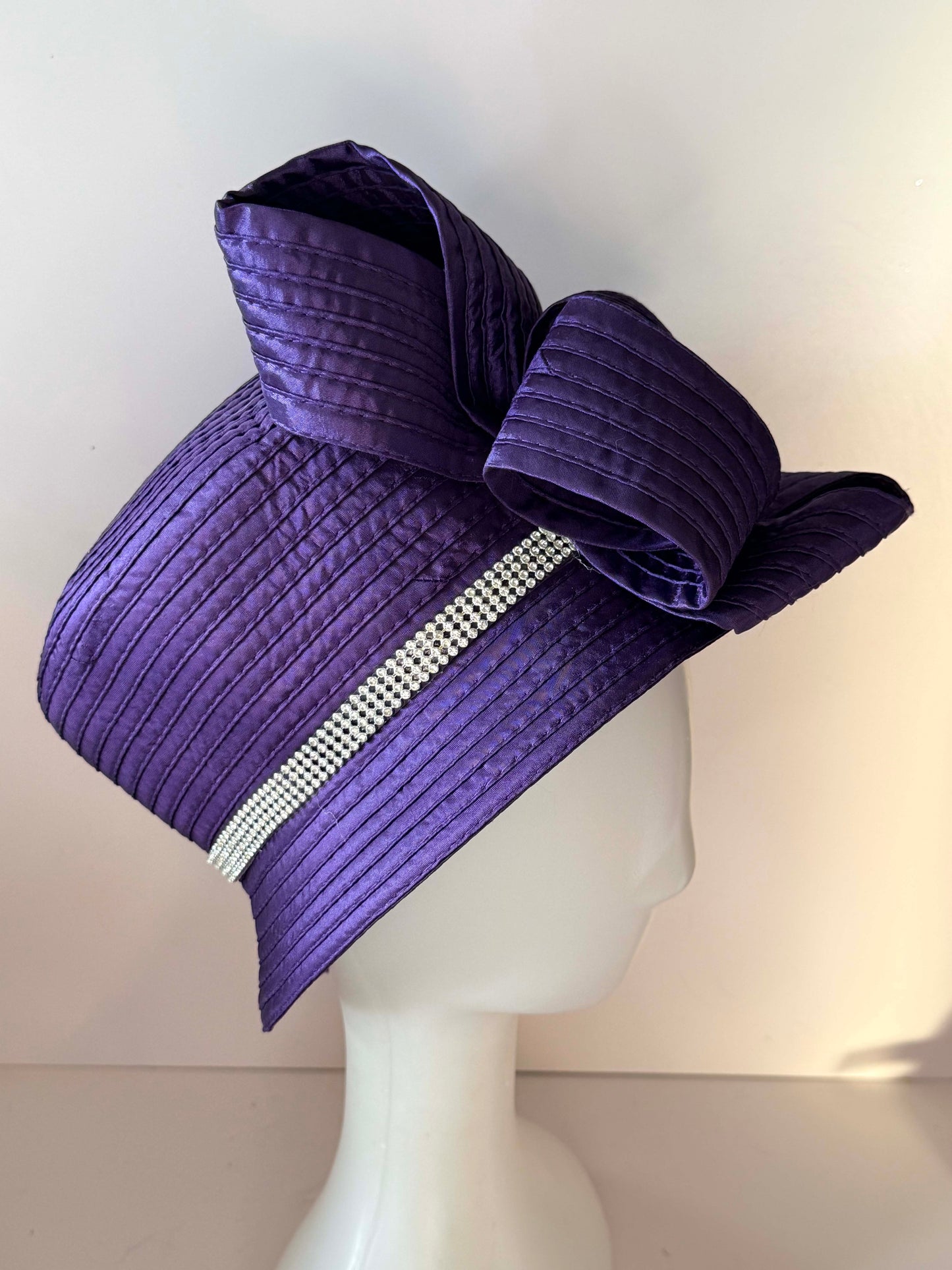 Vintage Purple Sculptural Church Hat | Sierra Millinery Couture Hat | Avant Garde Derby Hat | Architectural Statement Millinery