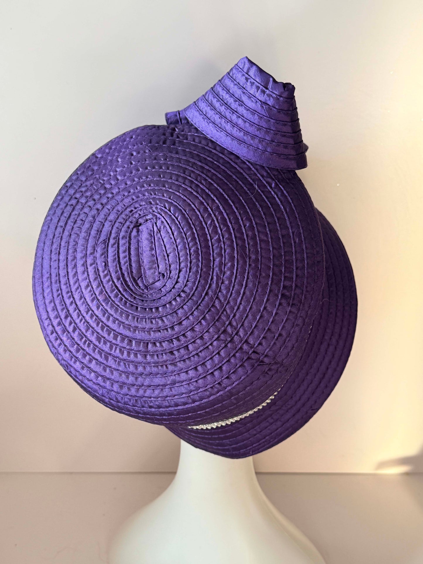 Vintage Purple Sculptural Church Hat | Sierra Millinery Couture Hat | Avant Garde Derby Hat | Architectural Statement Millinery