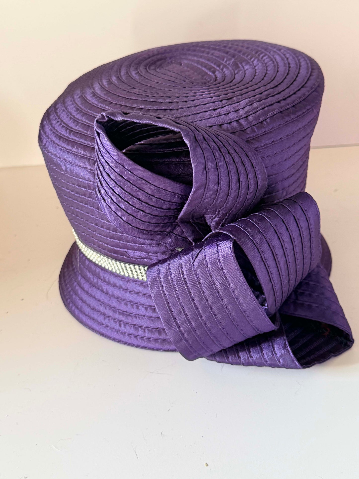 Vintage Purple Sculptural Church Hat | Sierra Millinery Couture Hat | Avant Garde Derby Hat | Architectural Statement Millinery