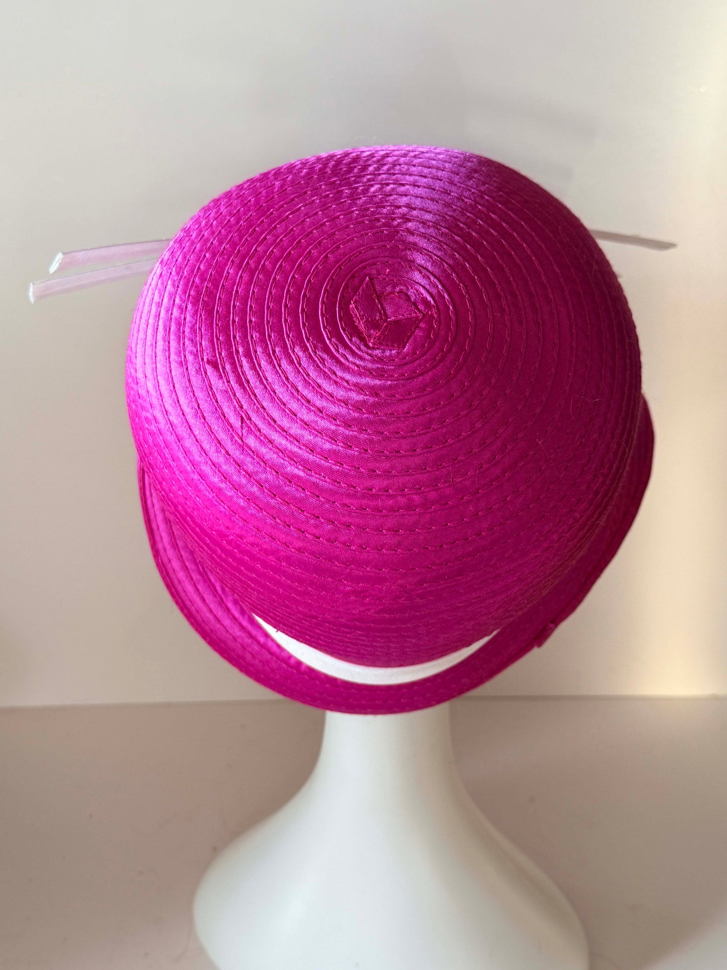 Vintage Hot Pink Cloche Hat | Fuchsia Sculptural Church Hat | Avant Garde Derby Millinery | Architectural Statement Hat