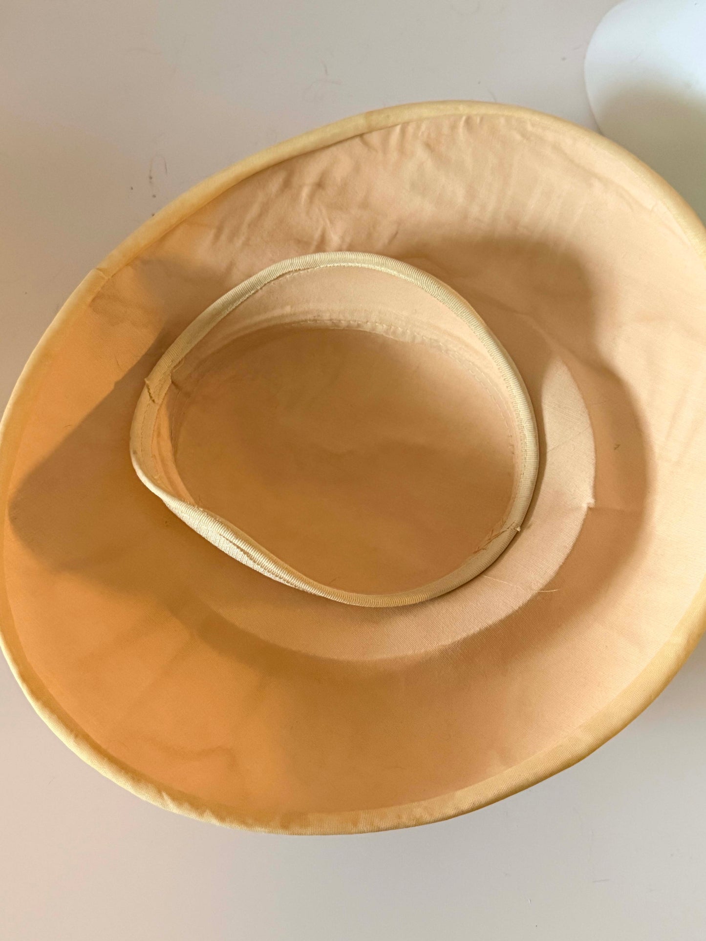 Vintage 1950s Ivory Silk Picture Hat | Wide Brim Formal Hat | Mid Century Occasion Hat with Silver Berry Trim