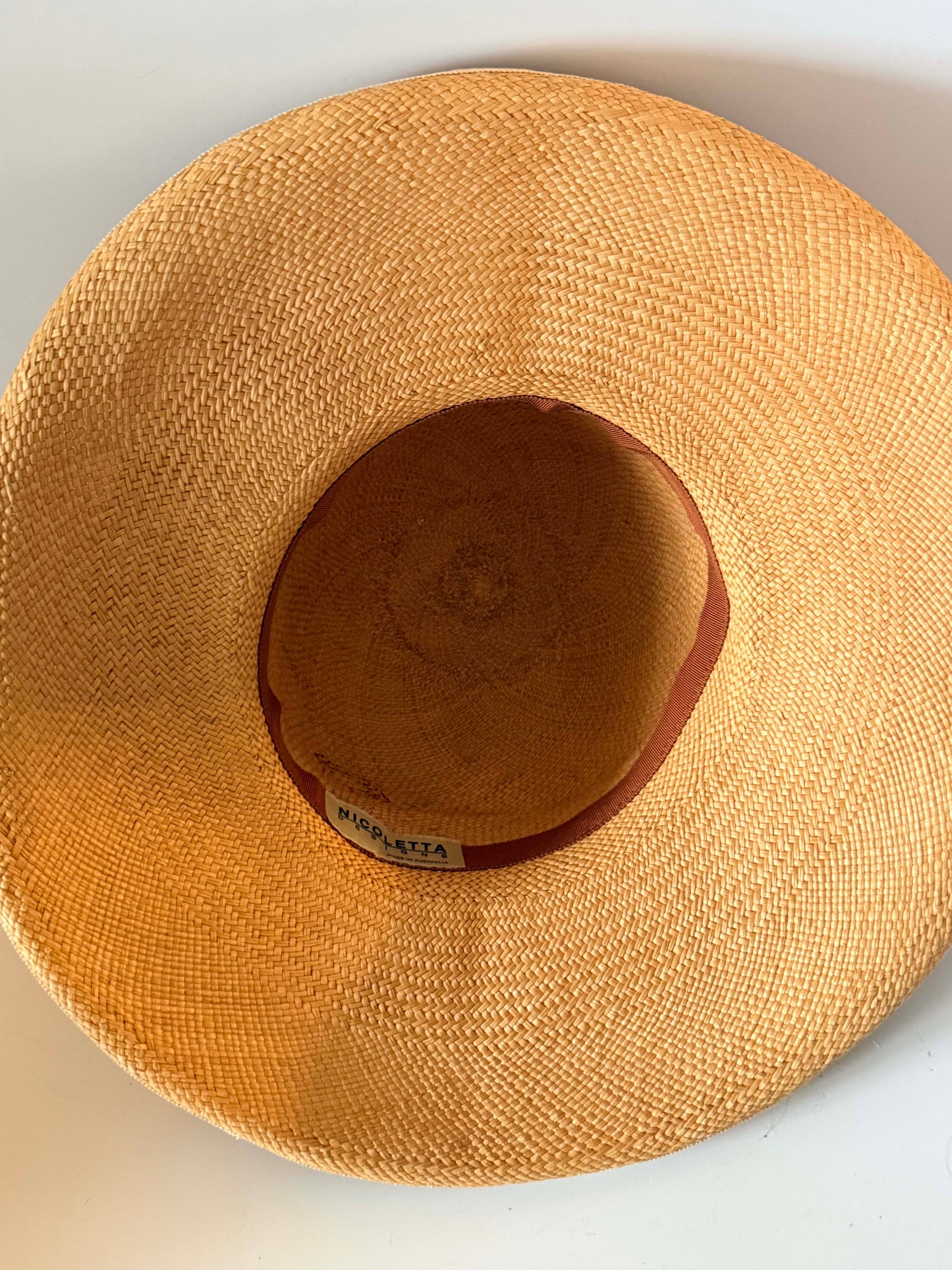 Vintage Nicoletta Italy Straw Sun Hat | Wide Brim Peach Straw Hat | Romantic Garden Party Hat with Floral Trim