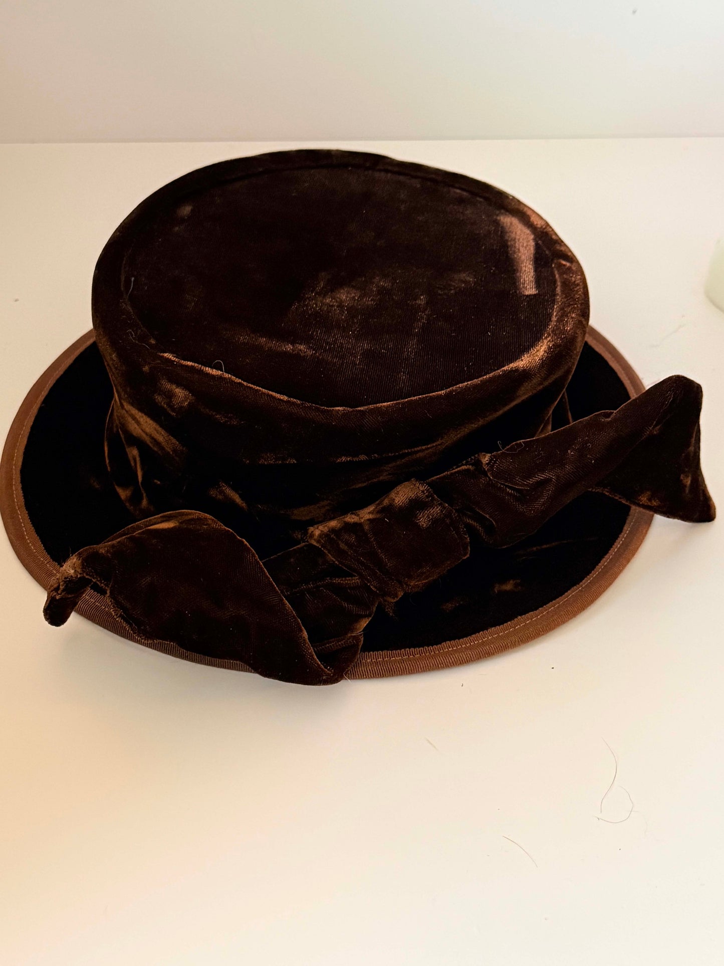 Vintage Gilles Francois Paris Brown Velvet Top Hat | French Millinery | Sculptural Cocktail Hat | Equestrian Style Hat | Couture-Inspired Statement Hat