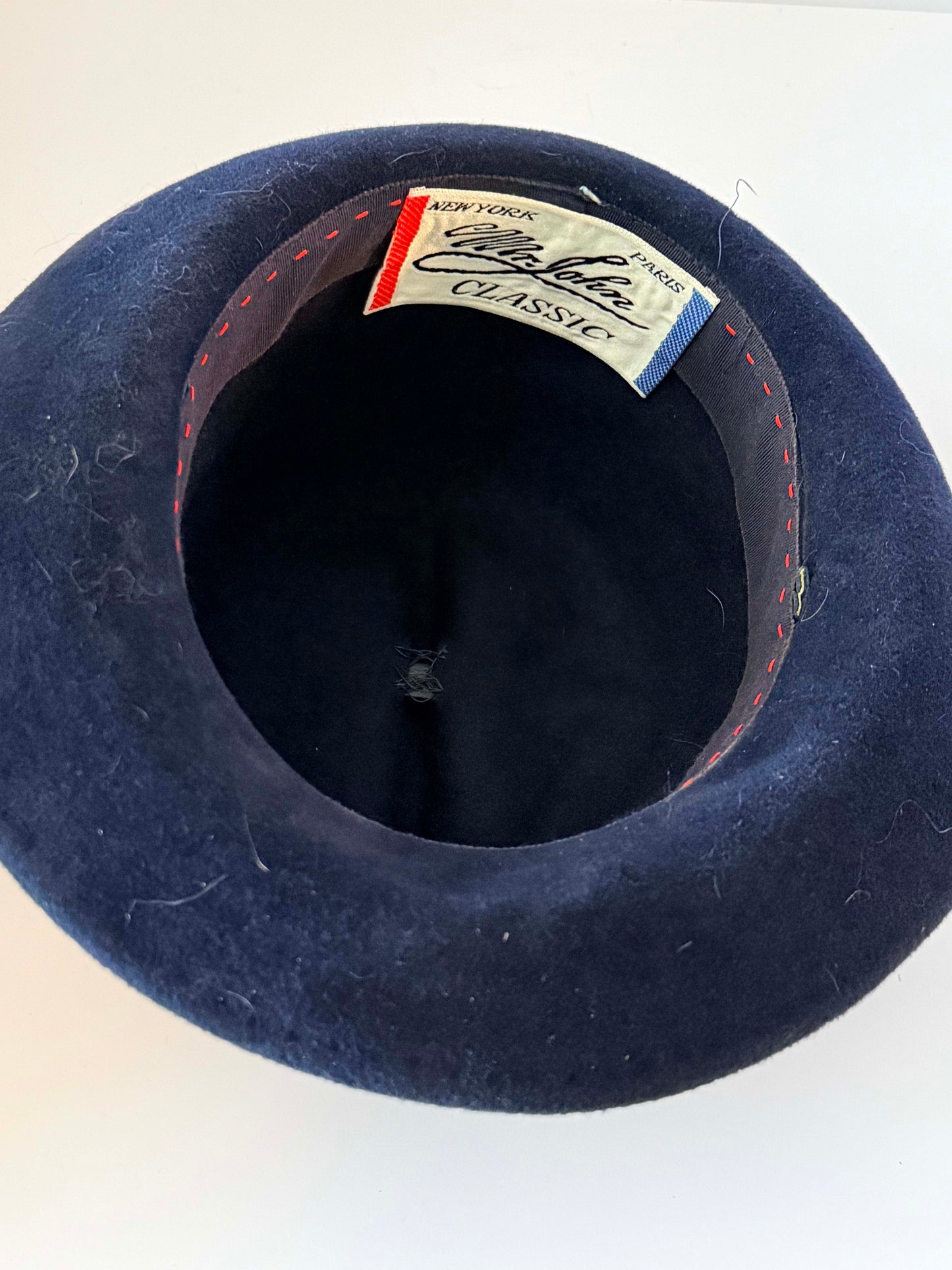 Vintage Mr. John Classic Navy Blue Wool Fedora Hat, Designer Felt Fedora, Equestrian Style Hat, 1980s 1990s Millinery